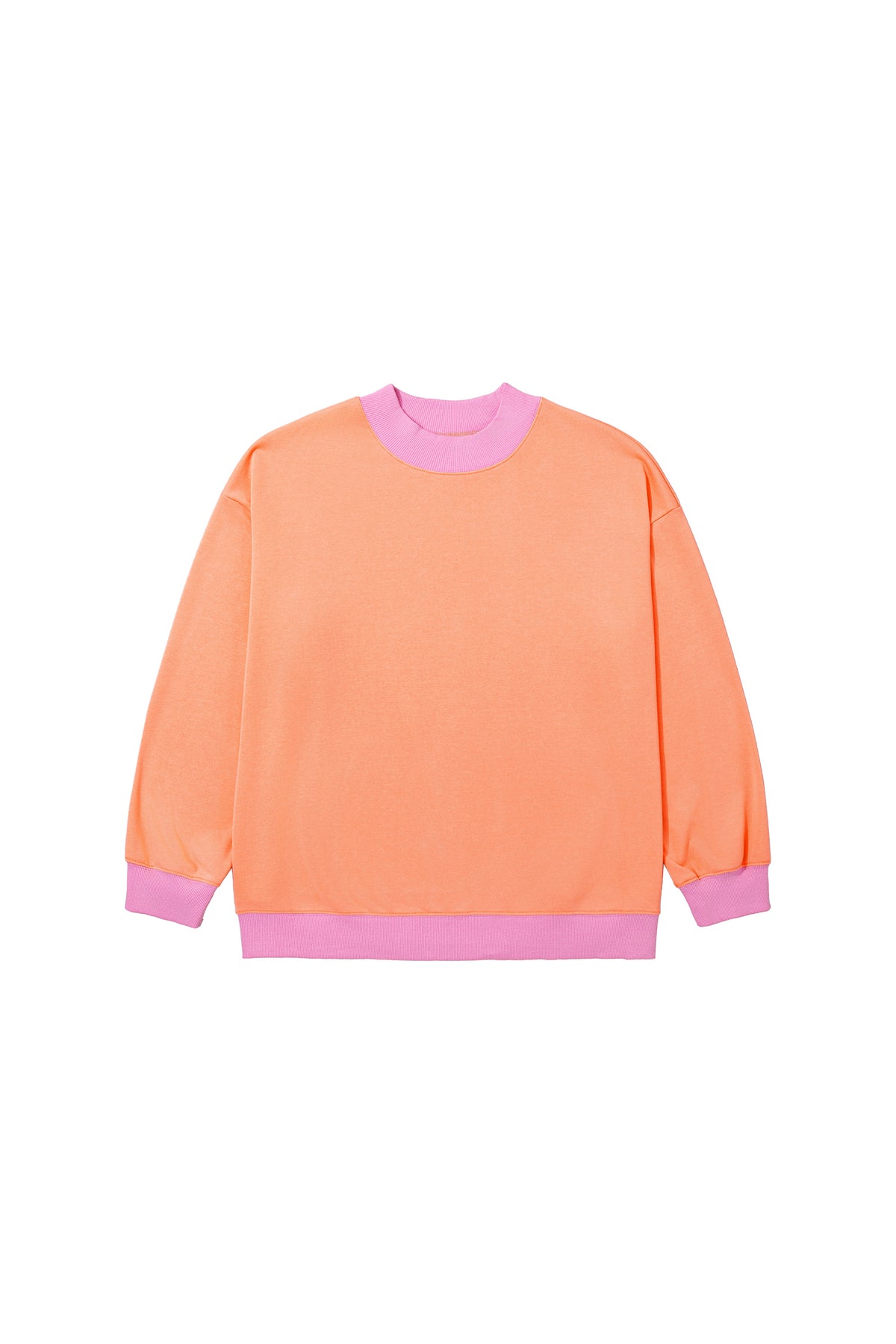 Pink Color Block Contrast Trim Plus Size Sweatshirt-Plus Size/Plus Size Sweatshirts & Hoodies-[Adult]-[Female]-2022 Online Blue Zone Planet