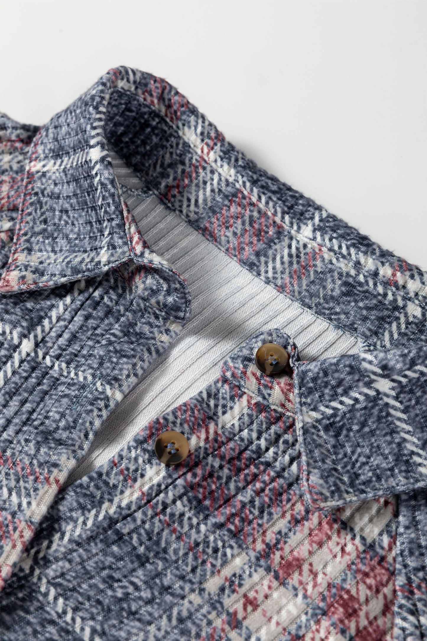 Multicolour Plaid Textured Chest Pocket Vintage Shirt-Tops/Blouses & Shirts-[Adult]-[Female]-2022 Online Blue Zone Planet