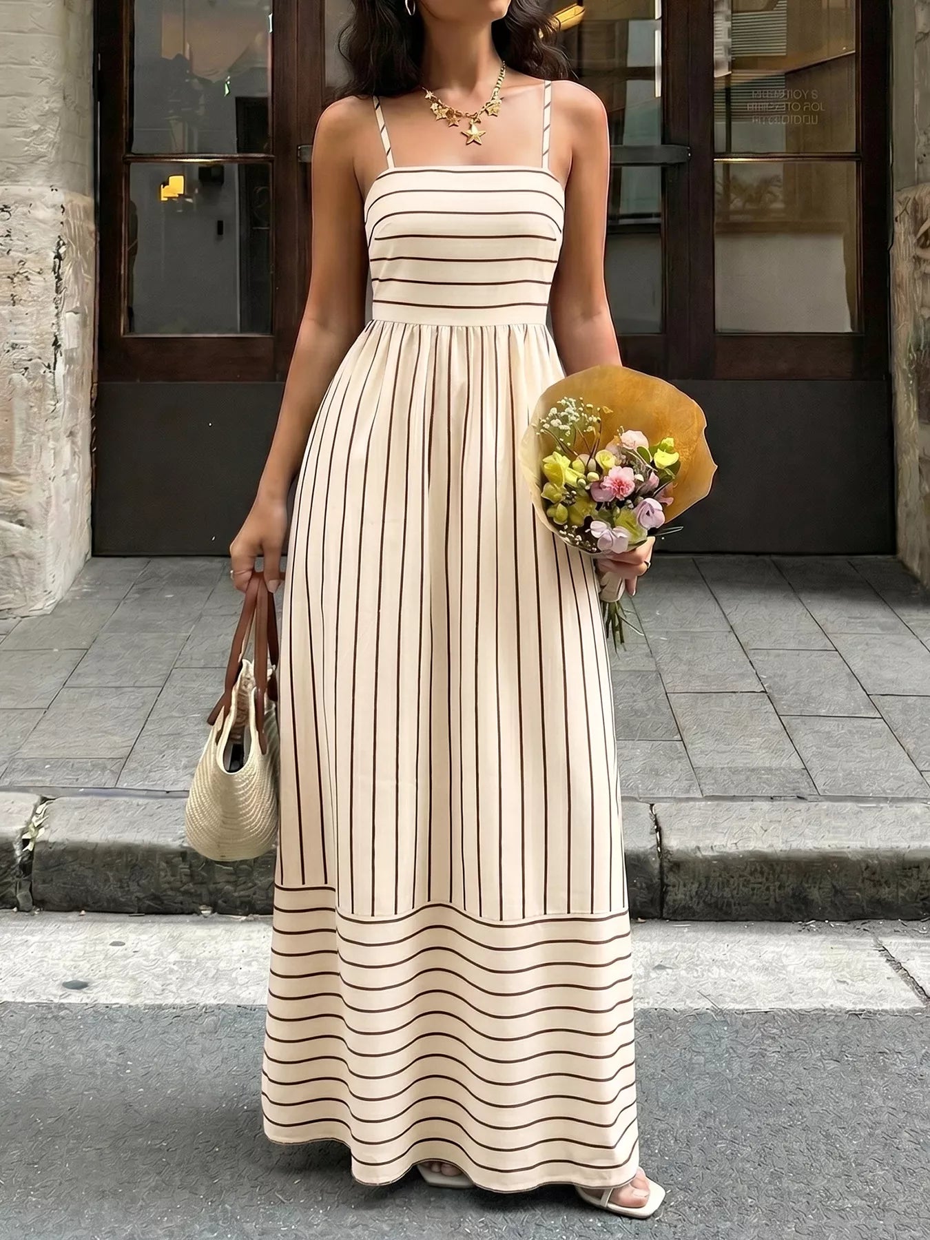 Laura's Striped Print Spaghetti Strap Maxi Dress – Blue Zone Planet
