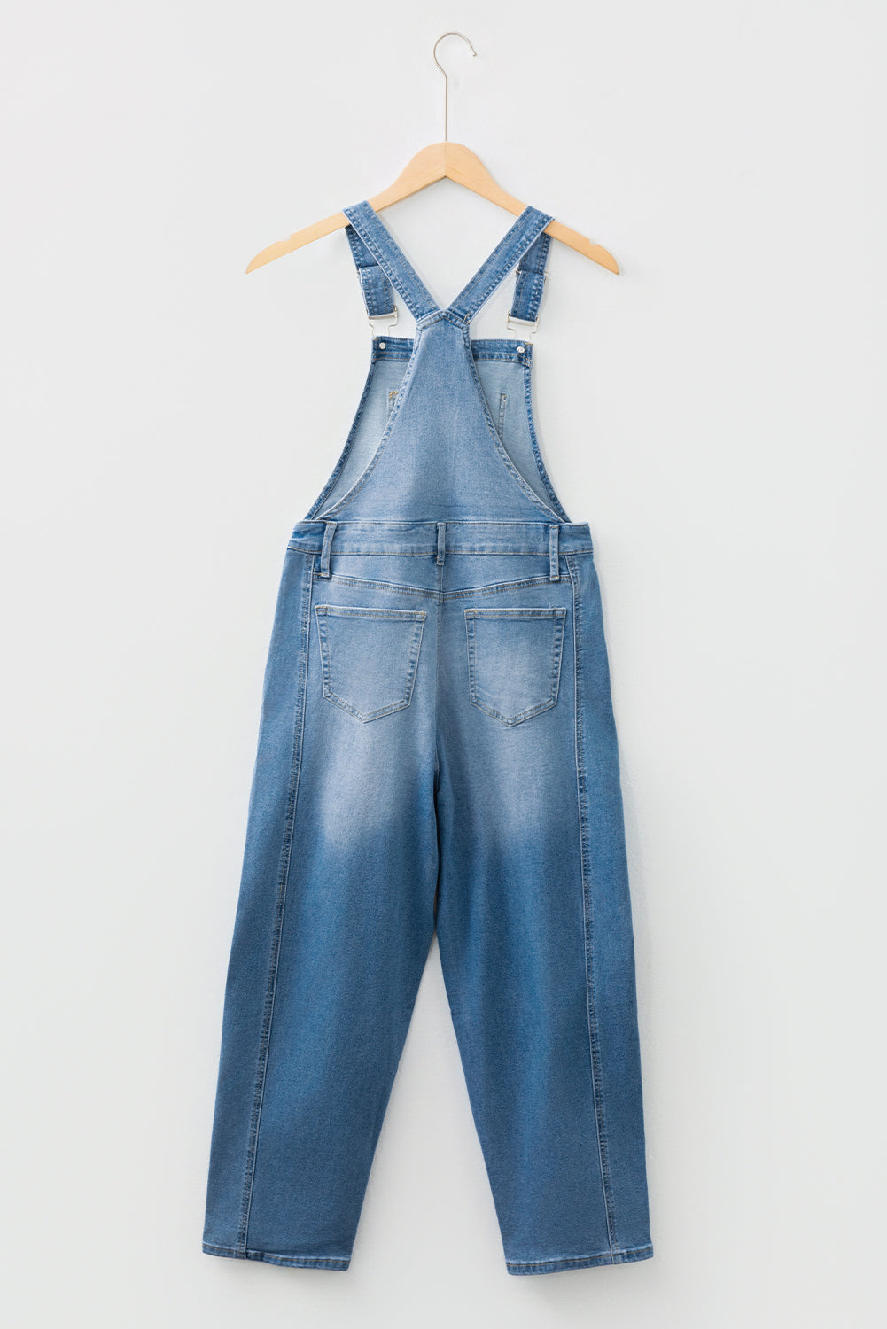 Dusk Blue Adjustable Buckle Barrel Denim Overalls-Bottoms/Jumpsuits & Rompers-[Adult]-[Female]-2022 Online Blue Zone Planet