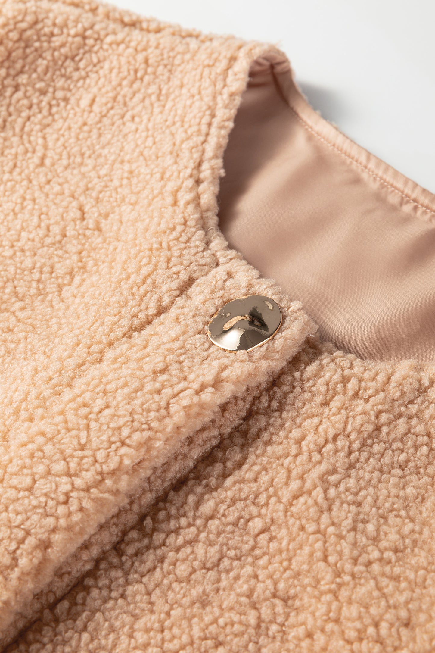 Light French Beige Big Button Accent Fuzzy Pocket Vest-TOPS / DRESSES-[Adult]-[Female]-2022 Online Blue Zone Planet
