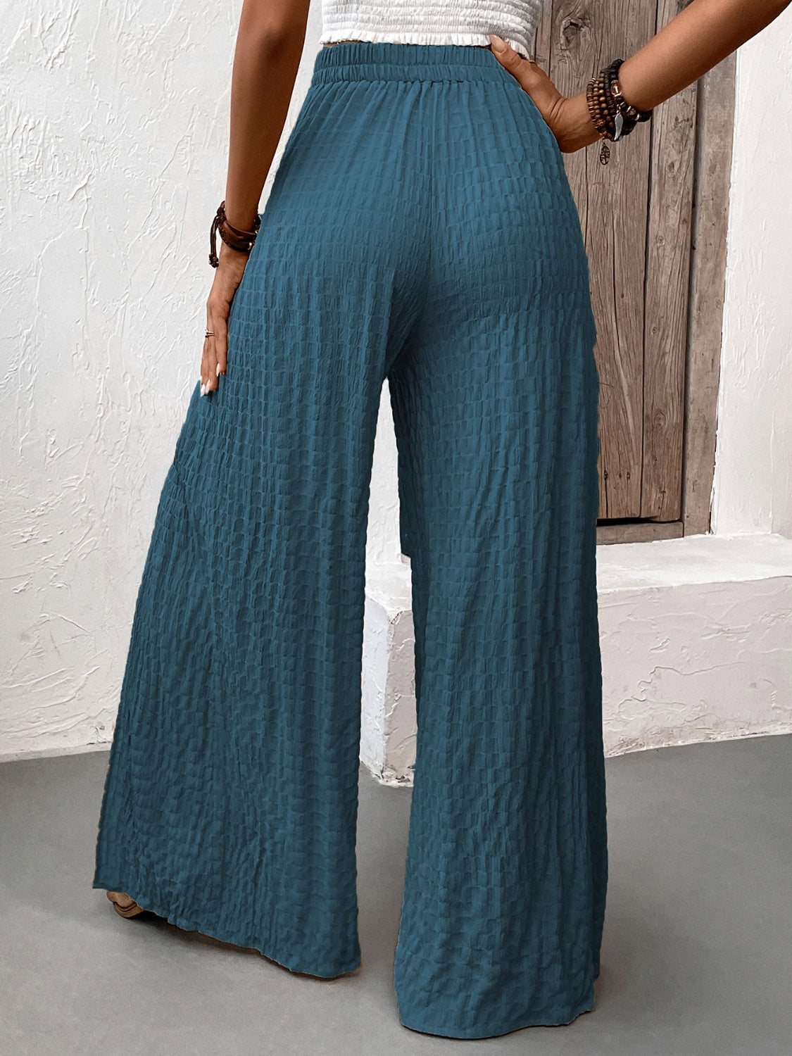 Honey Tied Slit Wide Leg Pants-BOTTOMS SIZES SMALL MEDIUM LARGE-[Adult]-[Female]-2022 Online Blue Zone Planet