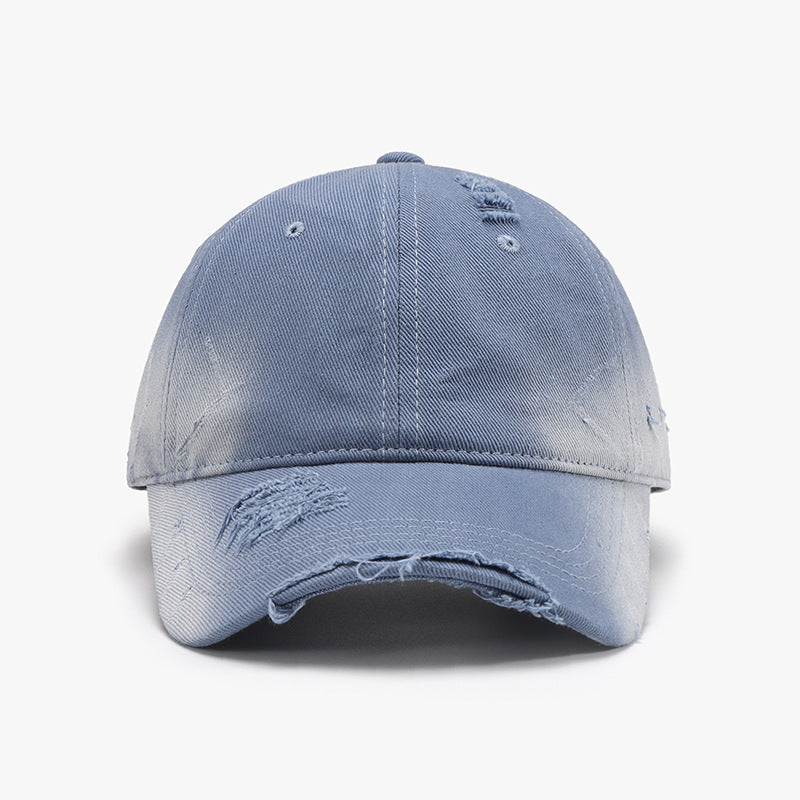 Distressed Adjustable Cotton Hat-HATS-[Adult]-[Female]-Light Blue-One Size-2022 Online Blue Zone Planet