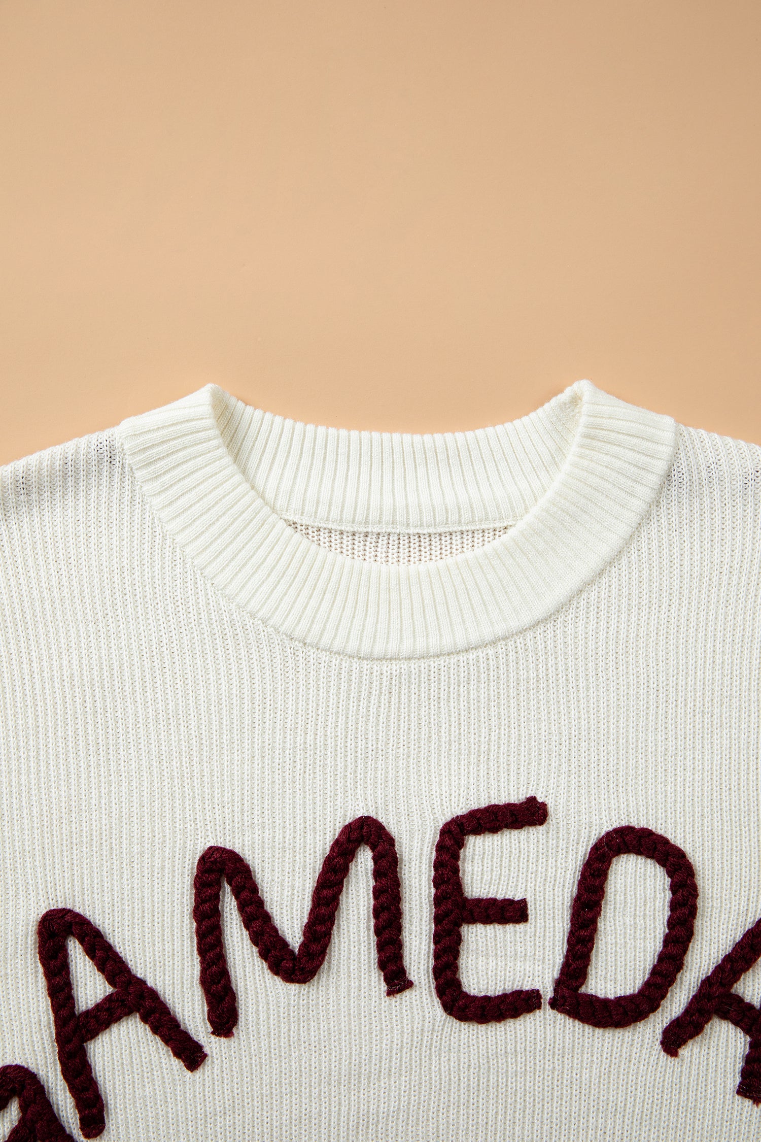 Beige Drop Shoulder Game Day Letter Print Pullover Sweater-TOPS / DRESSES-[Adult]-[Female]-2022 Online Blue Zone Planet