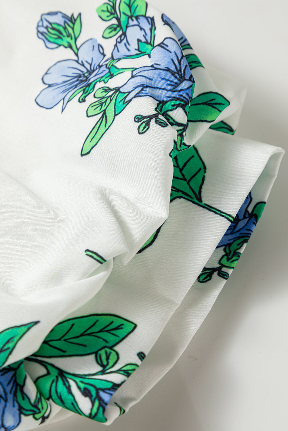Beige Floral Print Piping Trim Tie Neck Short Sleeve Blouse-Tops/Blouses & Shirts-[Adult]-[Female]-2022 Online Blue Zone Planet