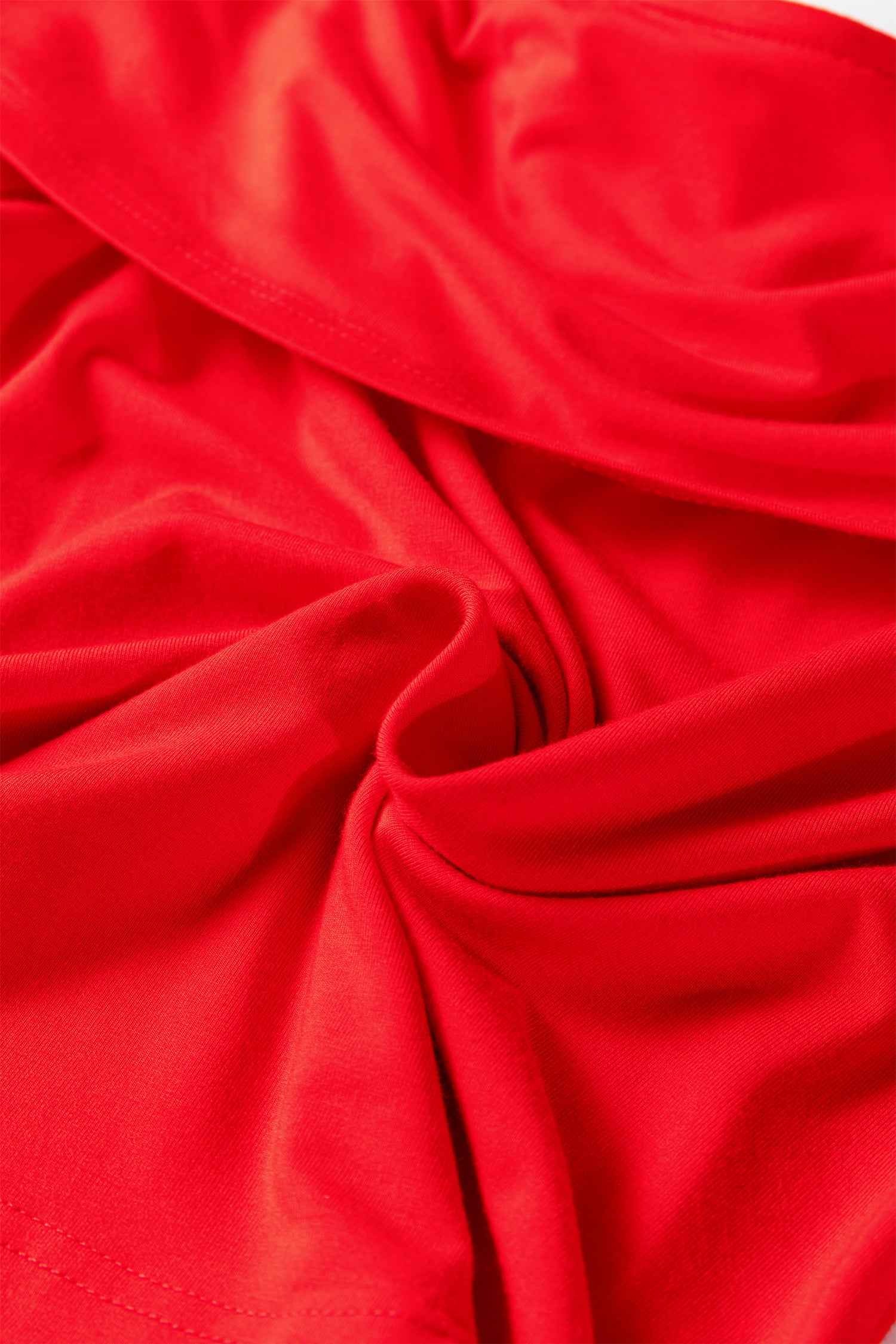 Fiery Red Foldover Off Shoulder Long Sleeve Slim Top-Tops/Long Sleeve Tops-[Adult]-[Female]-2022 Online Blue Zone Planet