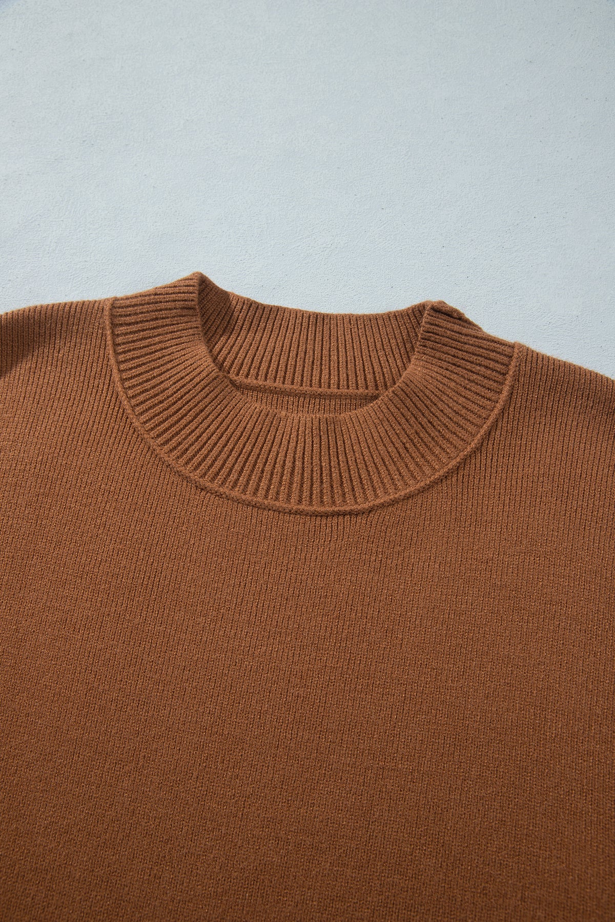 Chestnut Oversized Ribbed Knit Long Sleeve Tunic Plus Size Sweater-TOPS / DRESSES-[Adult]-[Female]-2022 Online Blue Zone Planet