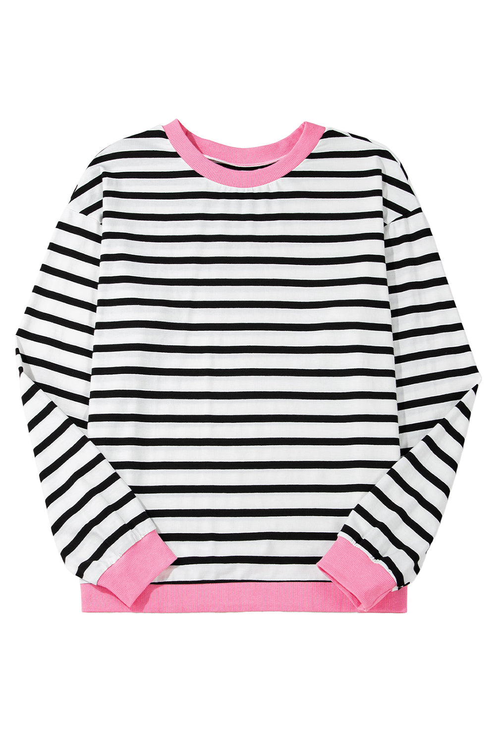 Bright Green Striped Contrast Trim Long Sleeve Top-Long Sleeve Tops-[Adult]-[Female]-2022 Online Blue Zone Planet