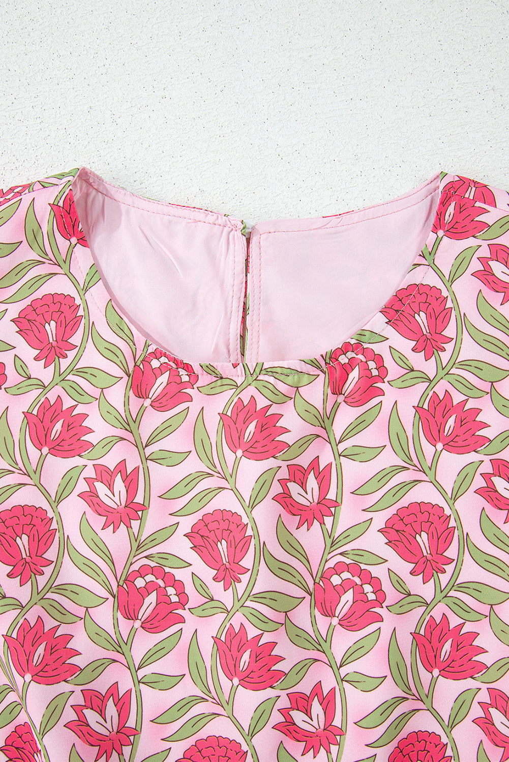 Pink Floral Print Puffy Cropped Tank and Mini Skirt Set-Two Piece Sets/Two Piece Dresses-[Adult]-[Female]-2022 Online Blue Zone Planet