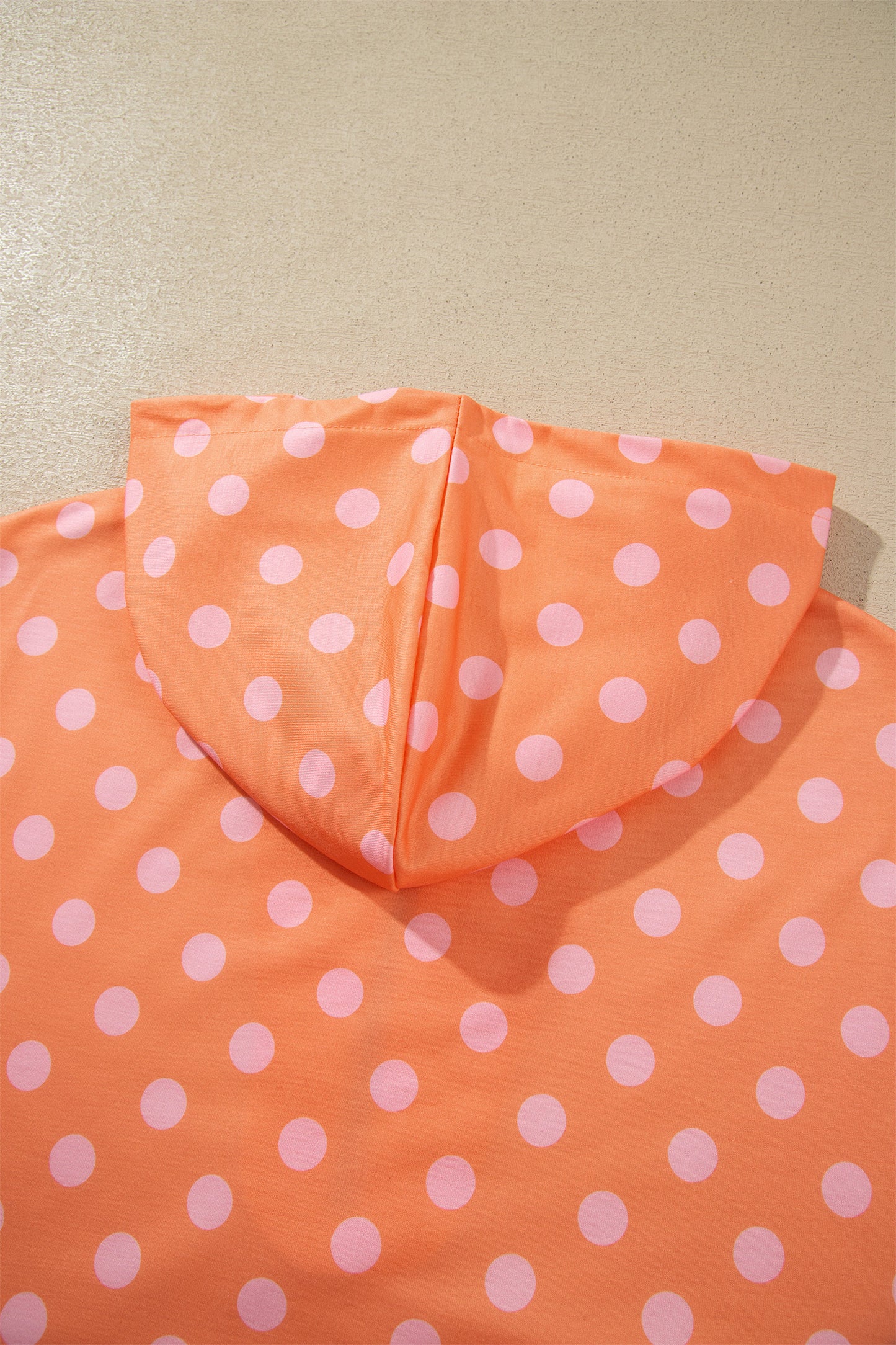 Khaki Polka Dot Hooded Long Sleeve Top Casual Mini Skort Set