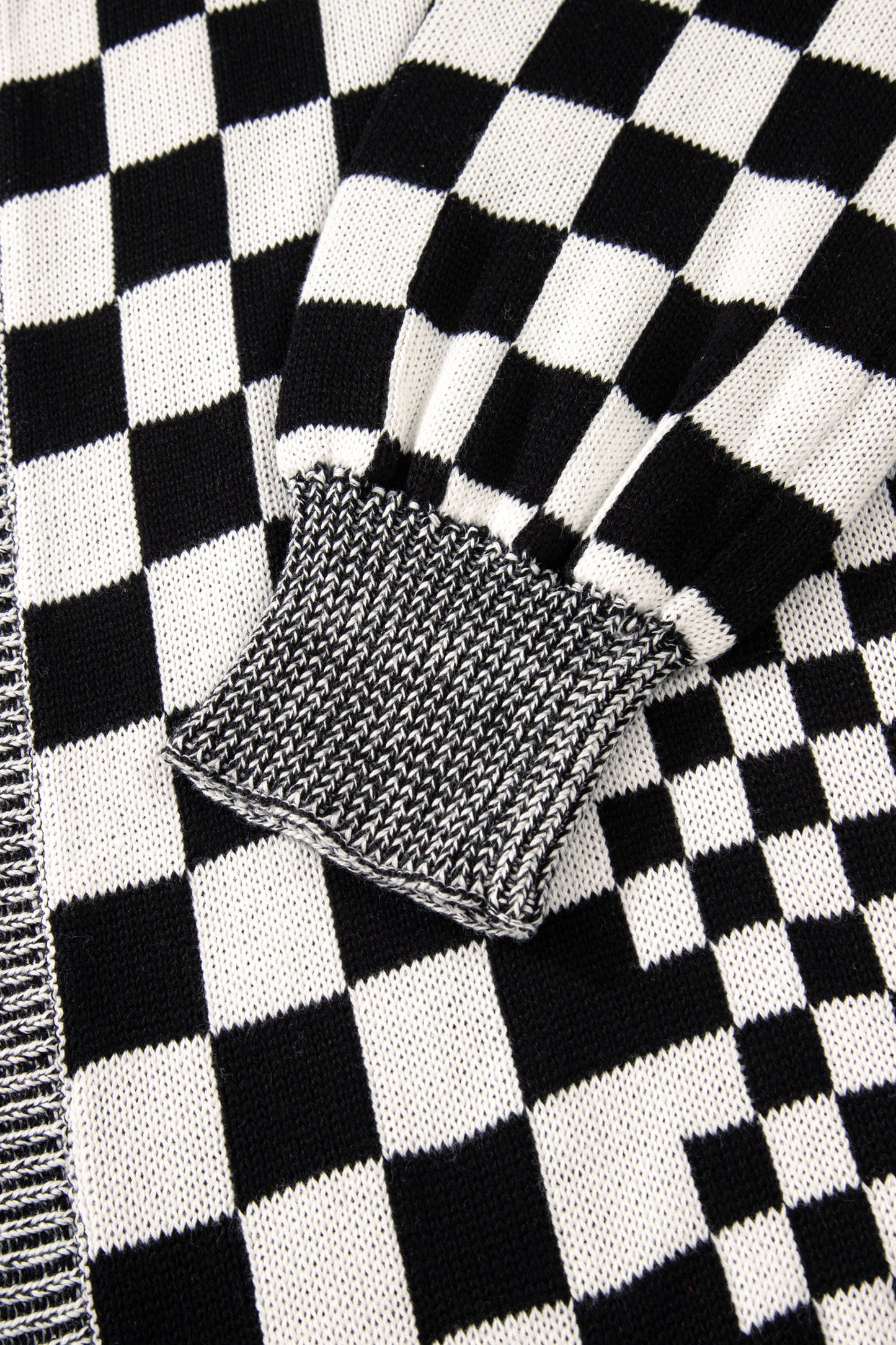 Black Checkered Bubble Sleeve Drop Shoulder Open Cardigan-Plus Size/Plus Size Sweaters & Cardigans-[Adult]-[Female]-2022 Online Blue Zone Planet