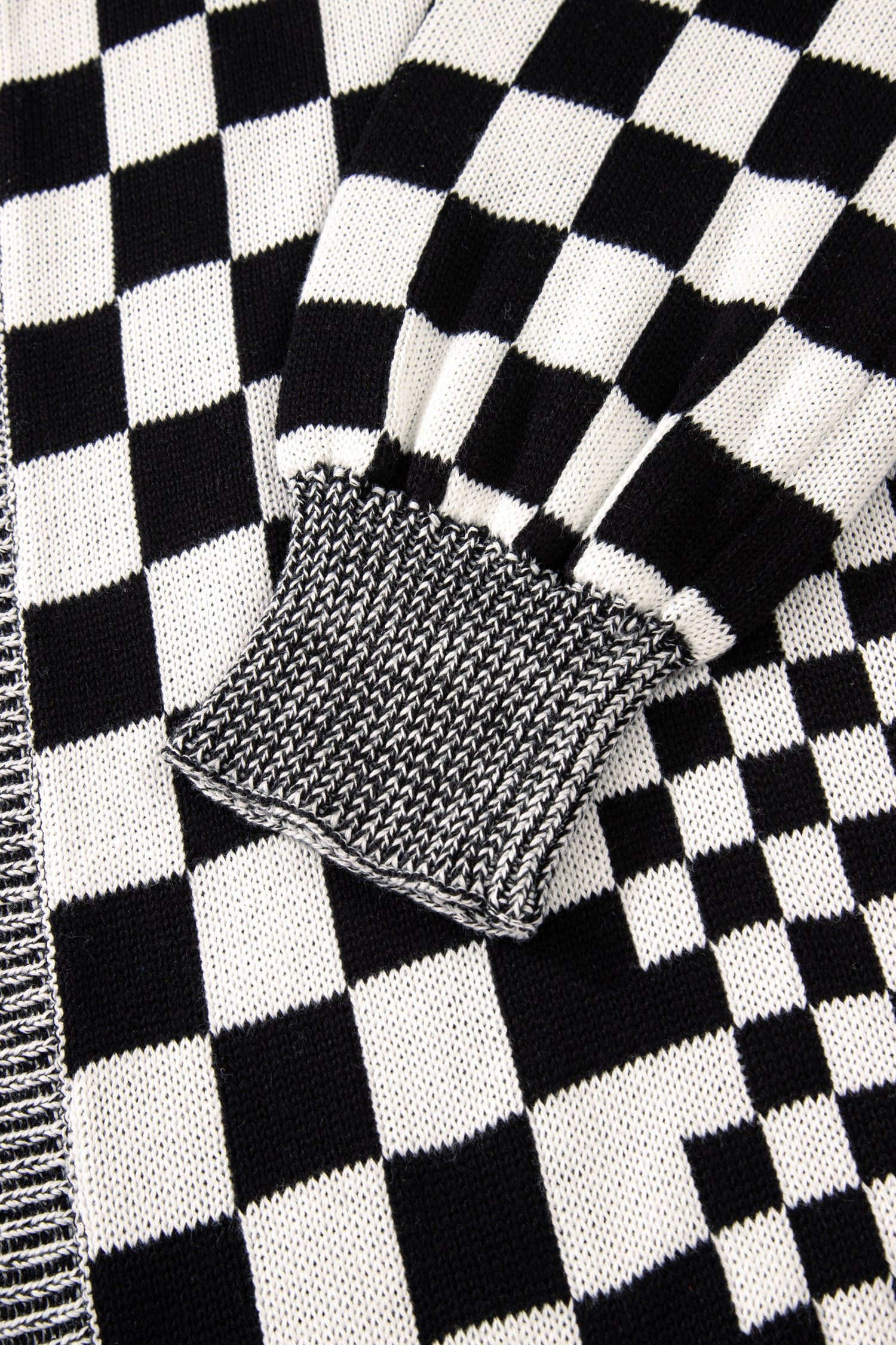 Black Checkered Bubble Sleeve Drop Shoulder Open Cardigan-Plus Size/Plus Size Sweaters & Cardigans-[Adult]-[Female]-2022 Online Blue Zone Planet