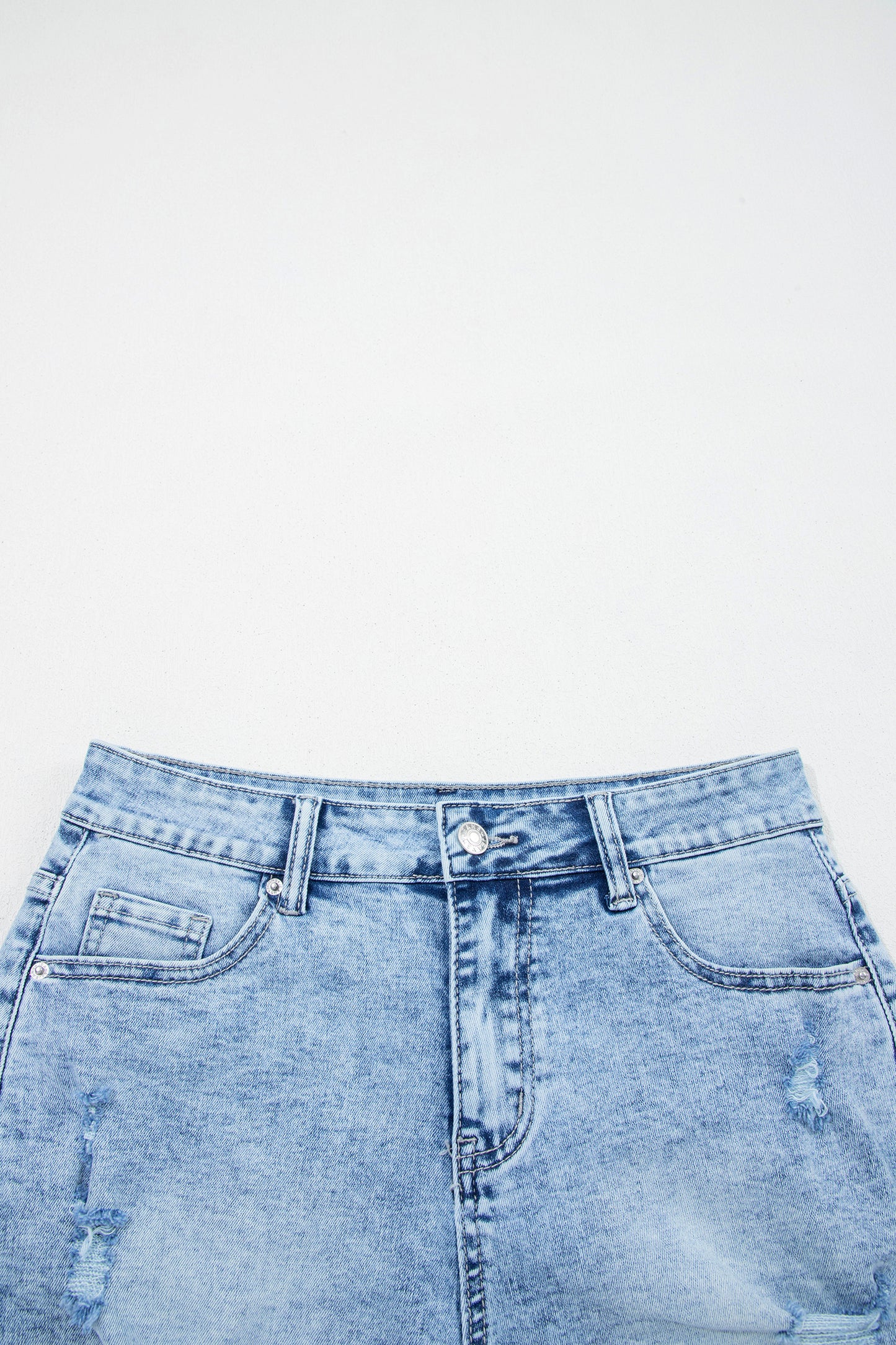 Beau Blue Distressed Acid Wash Denim Hot Shorts-Bottoms/Denim Shorts-[Adult]-[Female]-2022 Online Blue Zone Planet