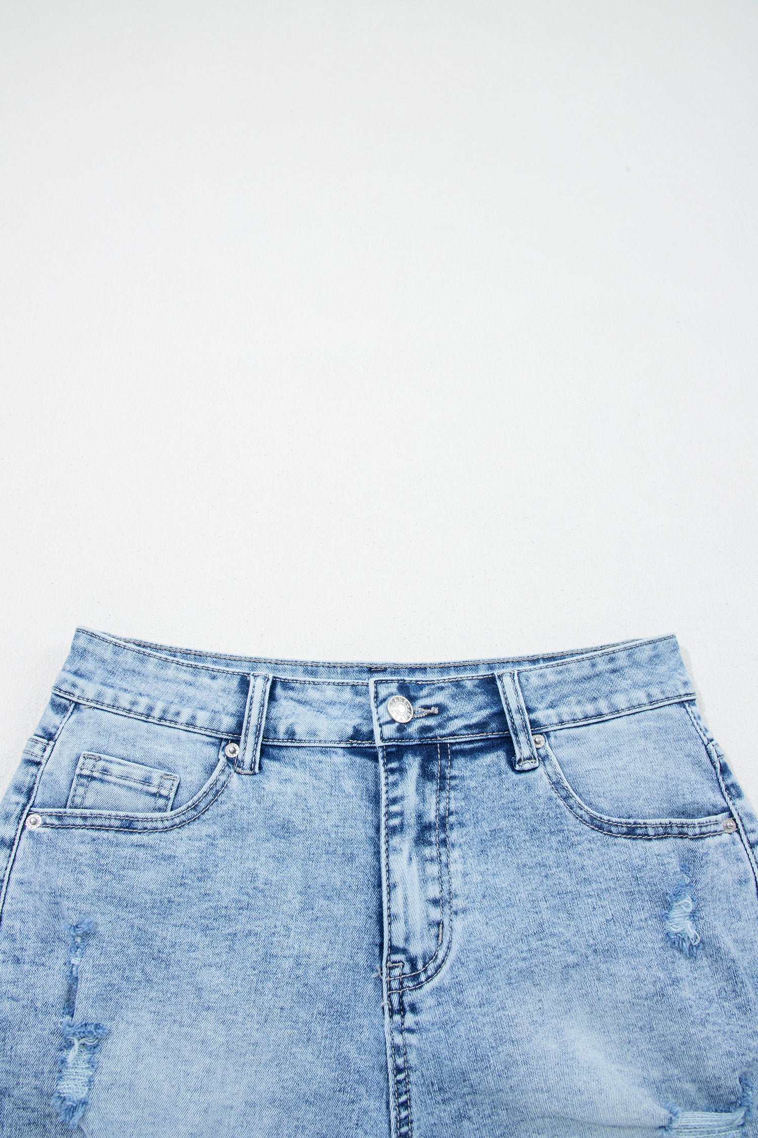 Beau Blue Distressed Acid Wash Denim Hot Shorts-Bottoms/Denim Shorts-[Adult]-[Female]-2022 Online Blue Zone Planet