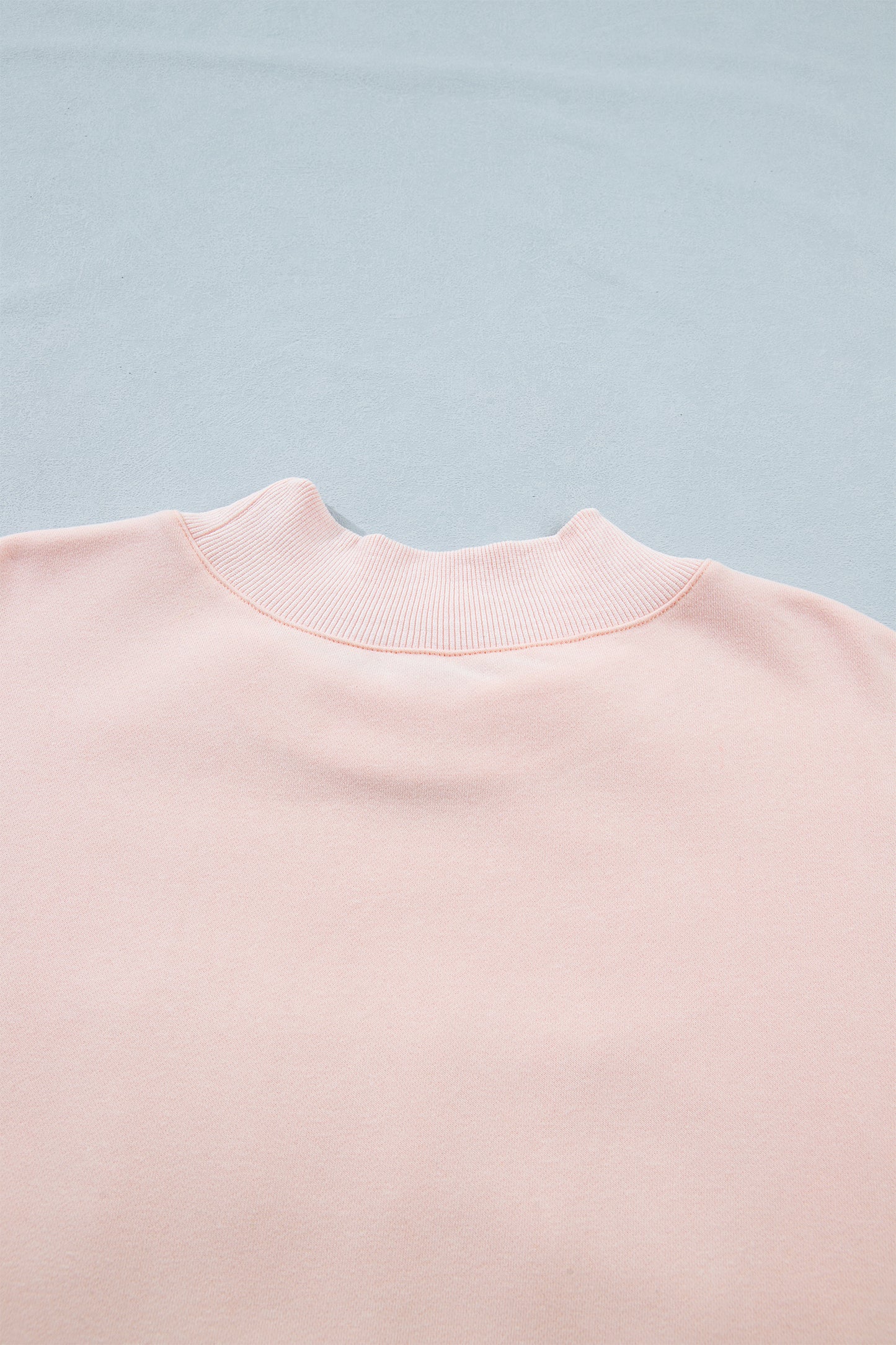 Light Pink BLESSED Embroidered Trim Patch Graphic Plus Size Mock Neck Sweatshirt-Plus Size/Plus Size Sweatshirts & Hoodies-[Adult]-[Female]-2022 Online Blue Zone Planet