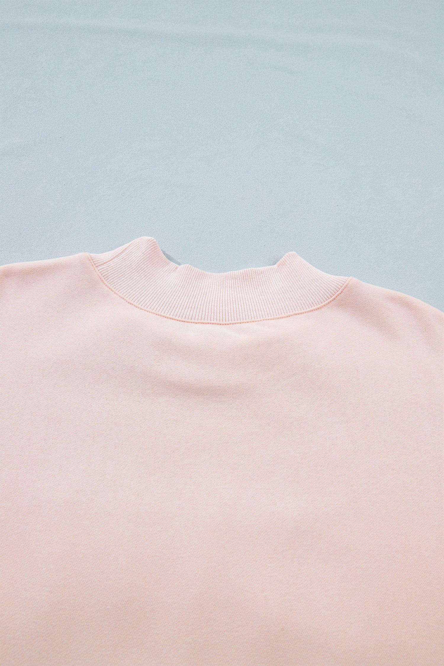 Light Pink BLESSED Embroidered Trim Patch Graphic Plus Size Mock Neck Sweatshirt-Plus Size/Plus Size Sweatshirts & Hoodies-[Adult]-[Female]-2022 Online Blue Zone Planet