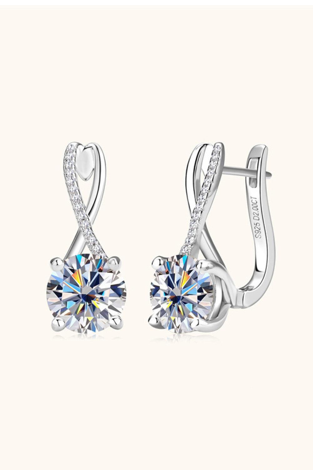 4 Carat Moissanite 925 Sterling Silver Earrings BLUE ZONE PLANET