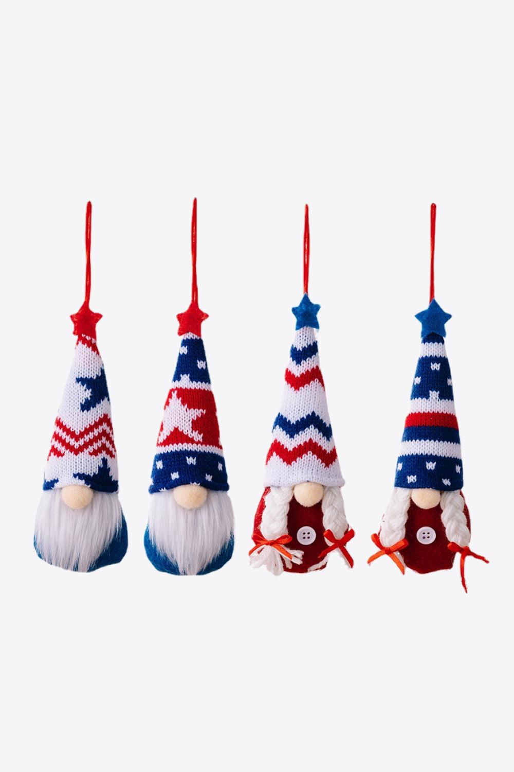 4-Piece Independence Day Knit Hanging Gnomes BLUE ZONE PLANET