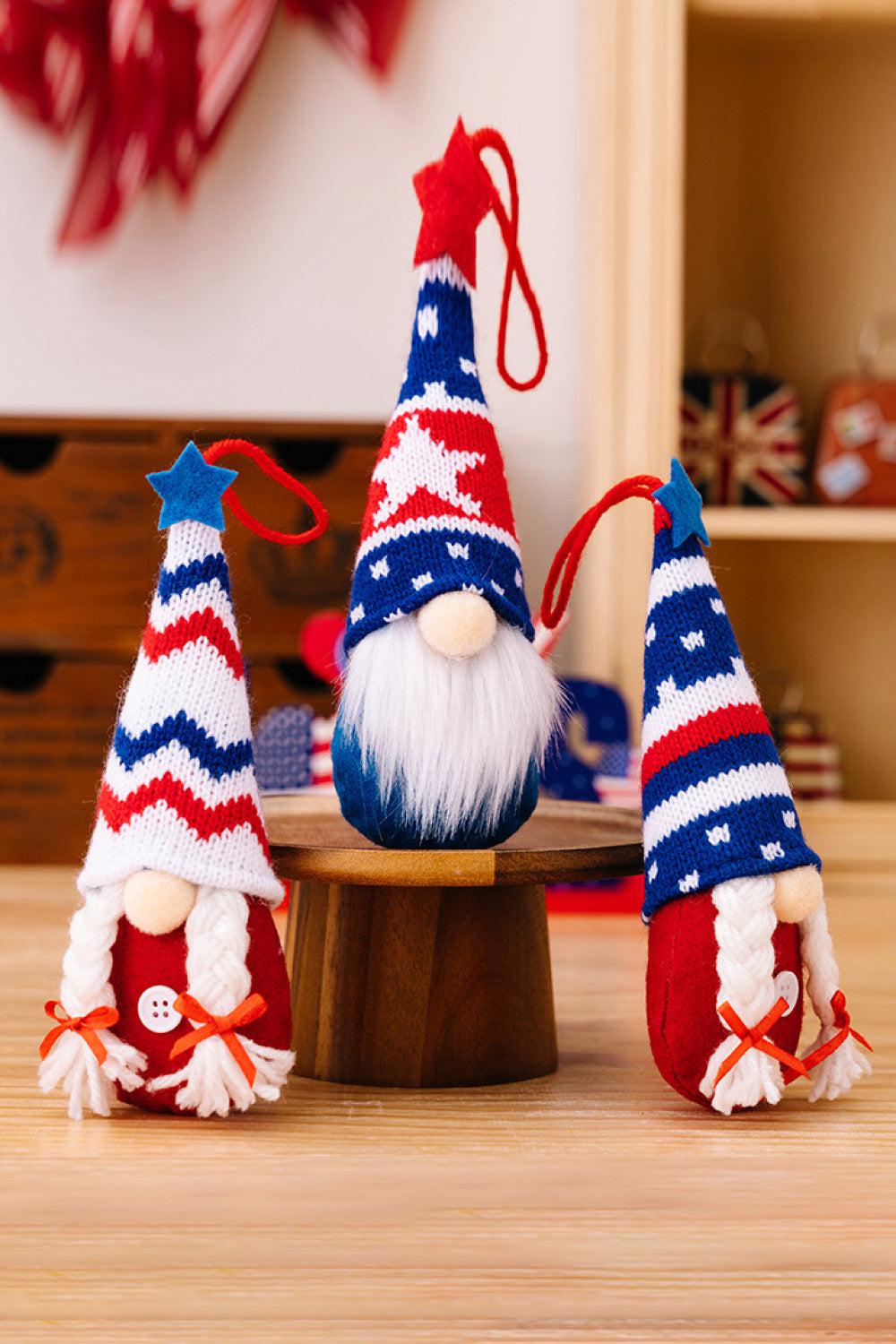 4-Piece Independence Day Knit Hanging Gnomes BLUE ZONE PLANET