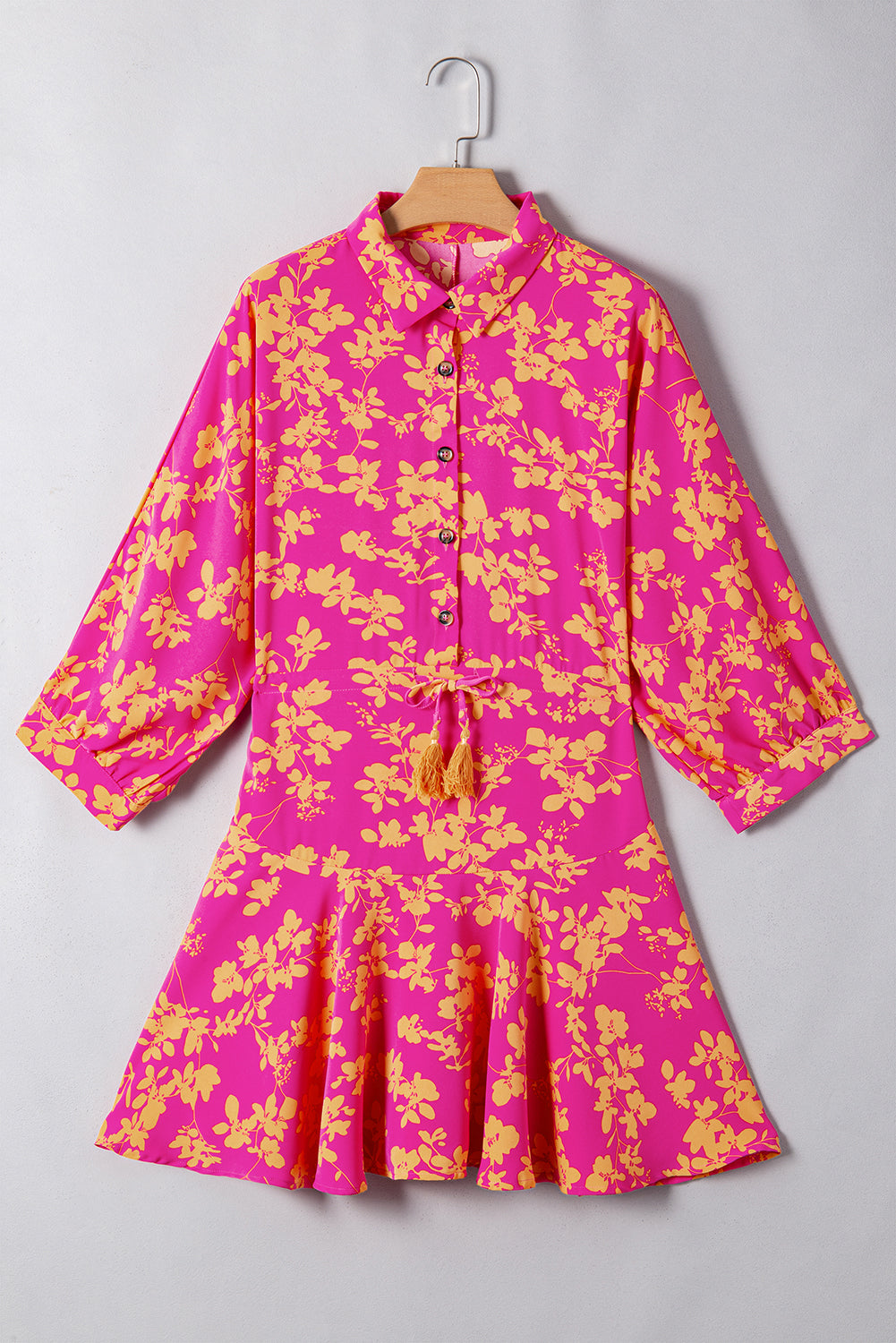 Pink Floral Print Drawstring Flowy Short Dress Blue Zone Planet Pink Floral Print Drawstring Flowy Short Dress Blue Zone Planet