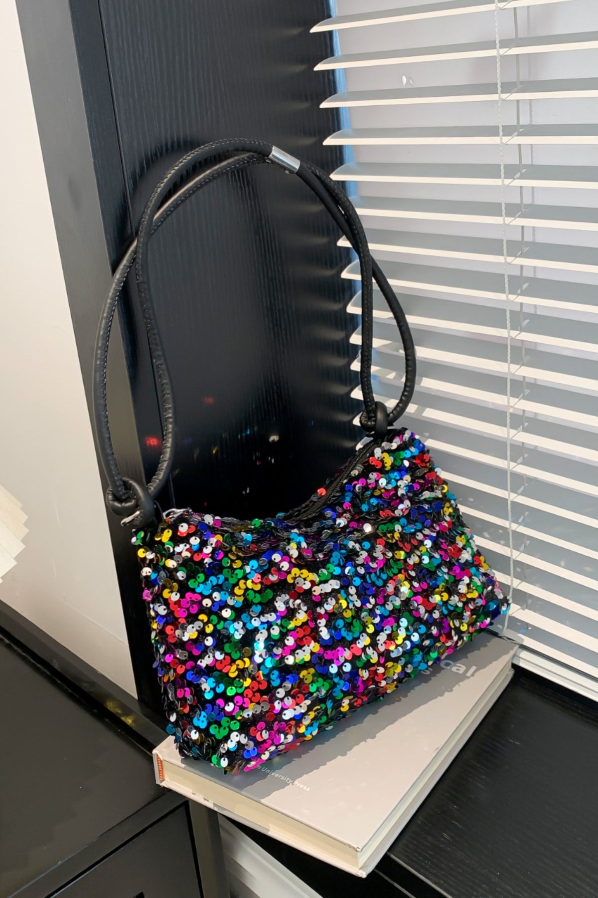 Sequin Double Strap Shoulder Bag-HANDBAGS-[Adult]-[Female]-2022 Online Blue Zone Planet