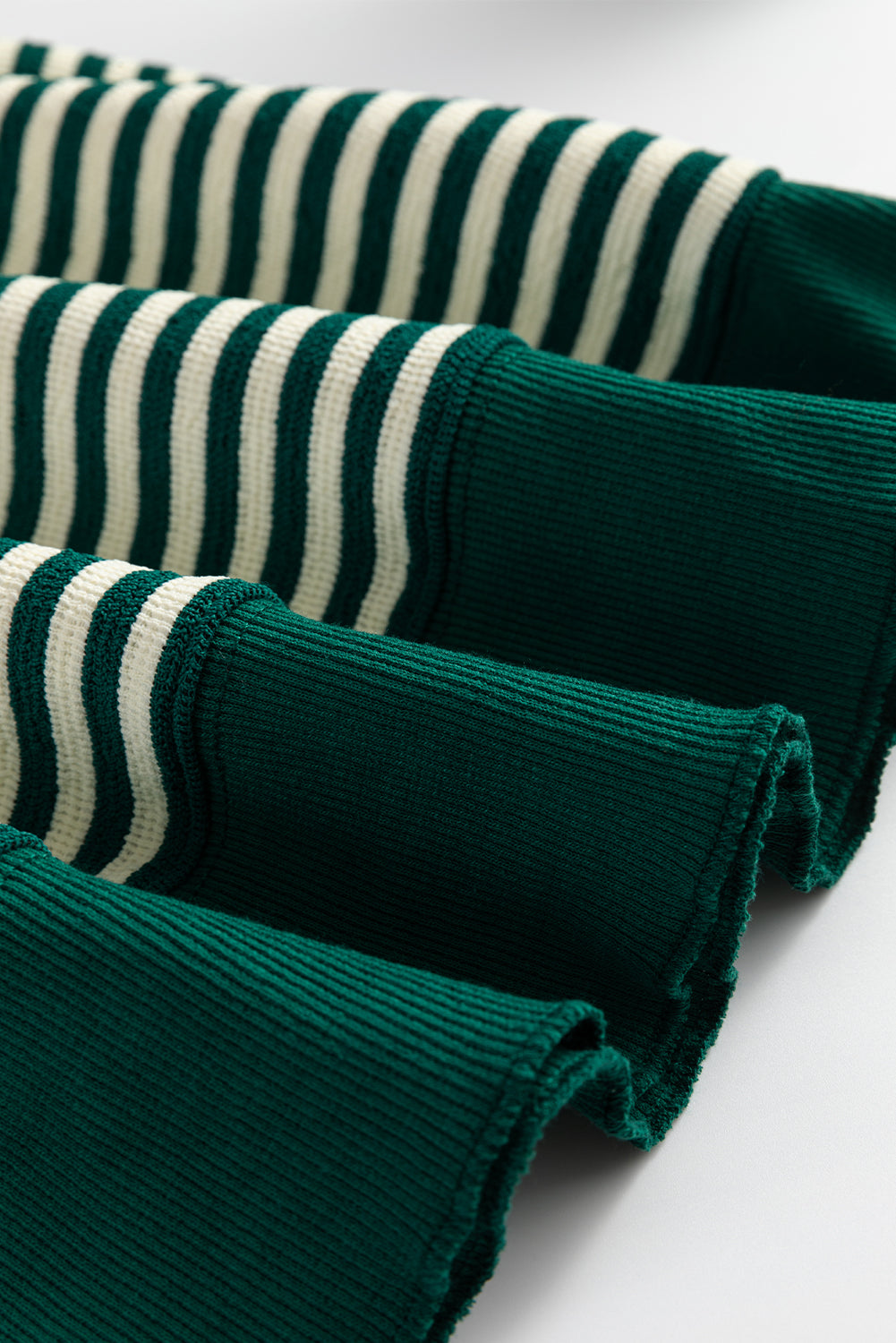 Blue Zone Planet | Green Stripe Drop Shoulder Long Sleeve Top-Long Sleeve Tops-[Adult]-[Female]-2022 Online Blue Zone Planet
