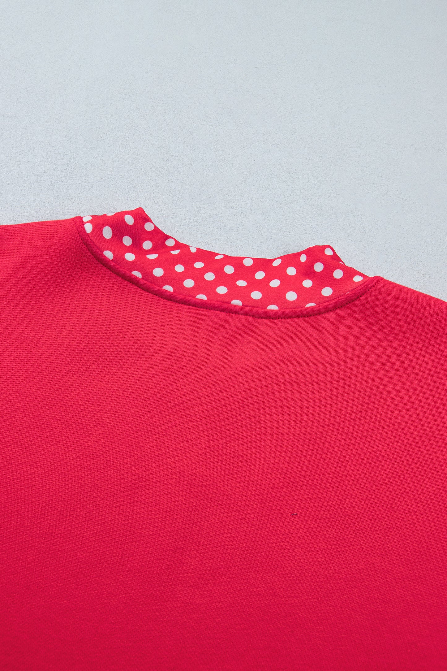 Racing Red Colorblock Polka Dot Contrast Trim Oversized Sweatshirt-Tops/Sweatshirts & Hoodies-[Adult]-[Female]-2022 Online Blue Zone Planet