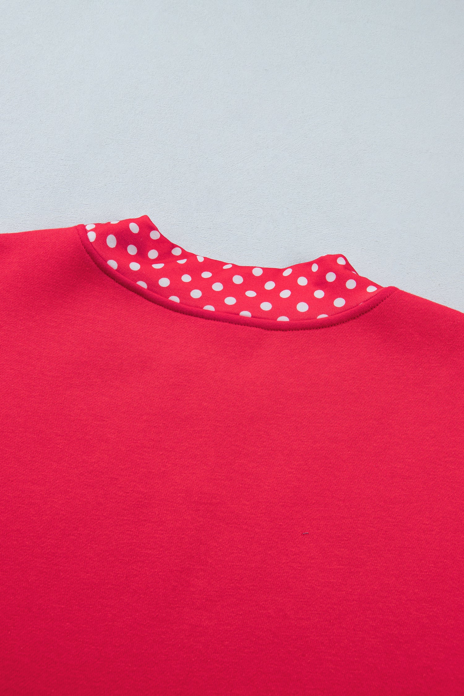 Racing Red Colorblock Polka Dot Contrast Trim Oversized Sweatshirt-Tops/Sweatshirts & Hoodies-[Adult]-[Female]-2022 Online Blue Zone Planet
