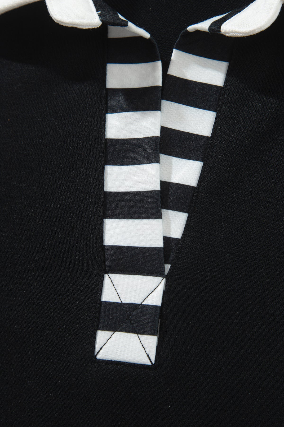 Black Striped Color Block Pullover Top Drawstring Shorts Set-Two Piece Sets/Short Sets-[Adult]-[Female]-2022 Online Blue Zone Planet