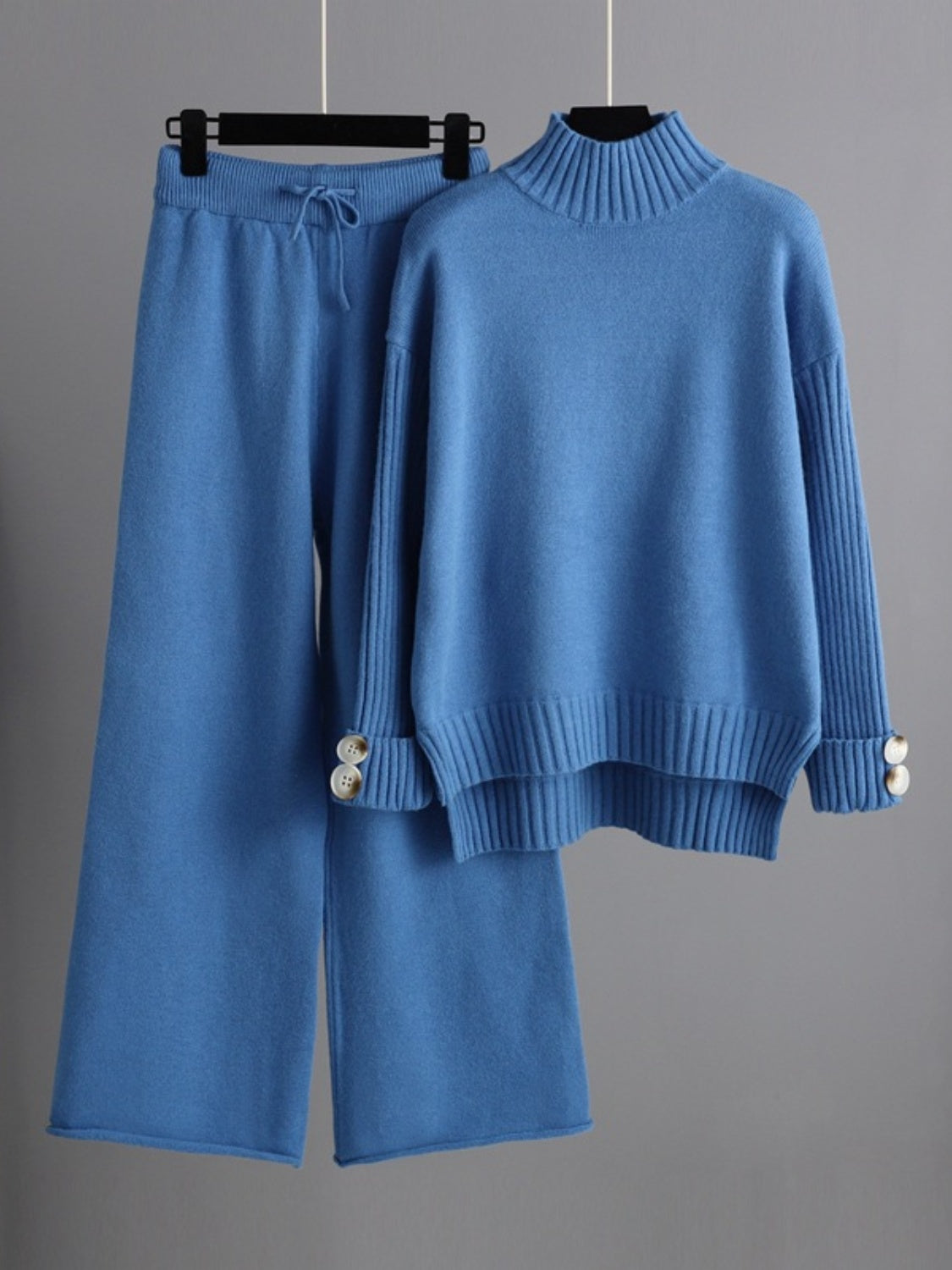 Blue Zone Planet | Basic Bae High- Low Turtleneck Long Sleeve Top and Pants Sweater Set-TOPS / DRESSES-[Adult]-[Female]-2022 Online Blue Zone Planet