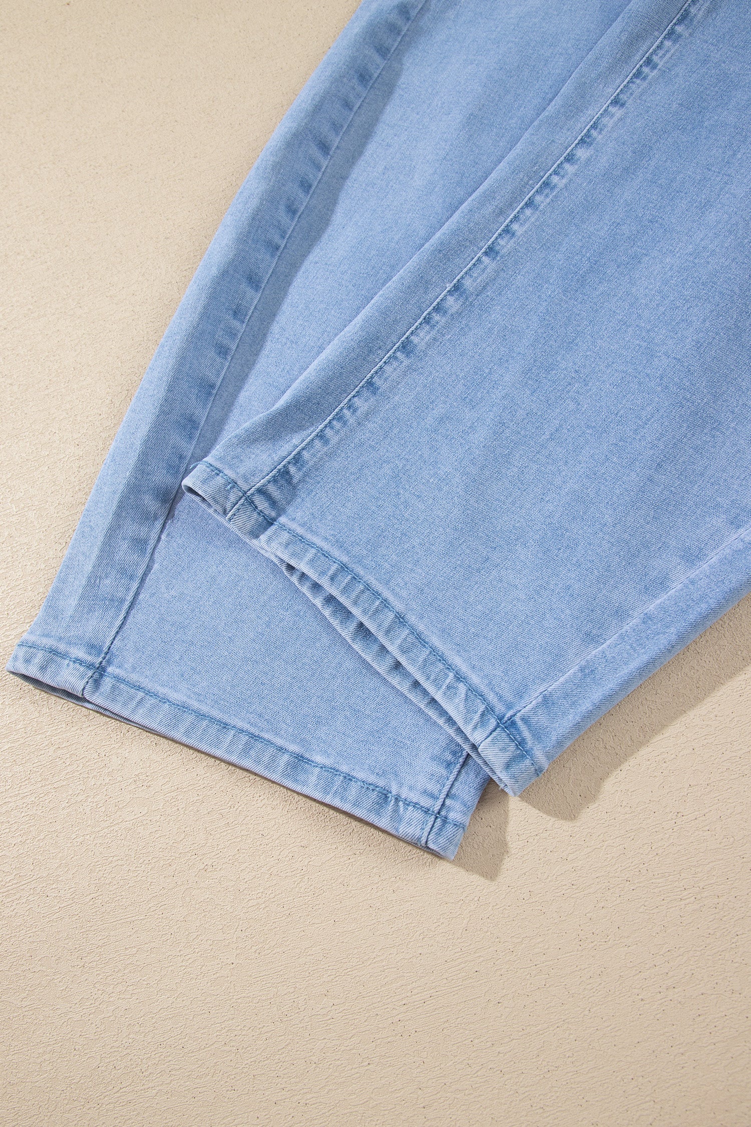 Beau Blue Solid Color Square Patch Pocket Ankle-length Barrel Jeans-Bottoms/Jeans-[Adult]-[Female]-2022 Online Blue Zone Planet
