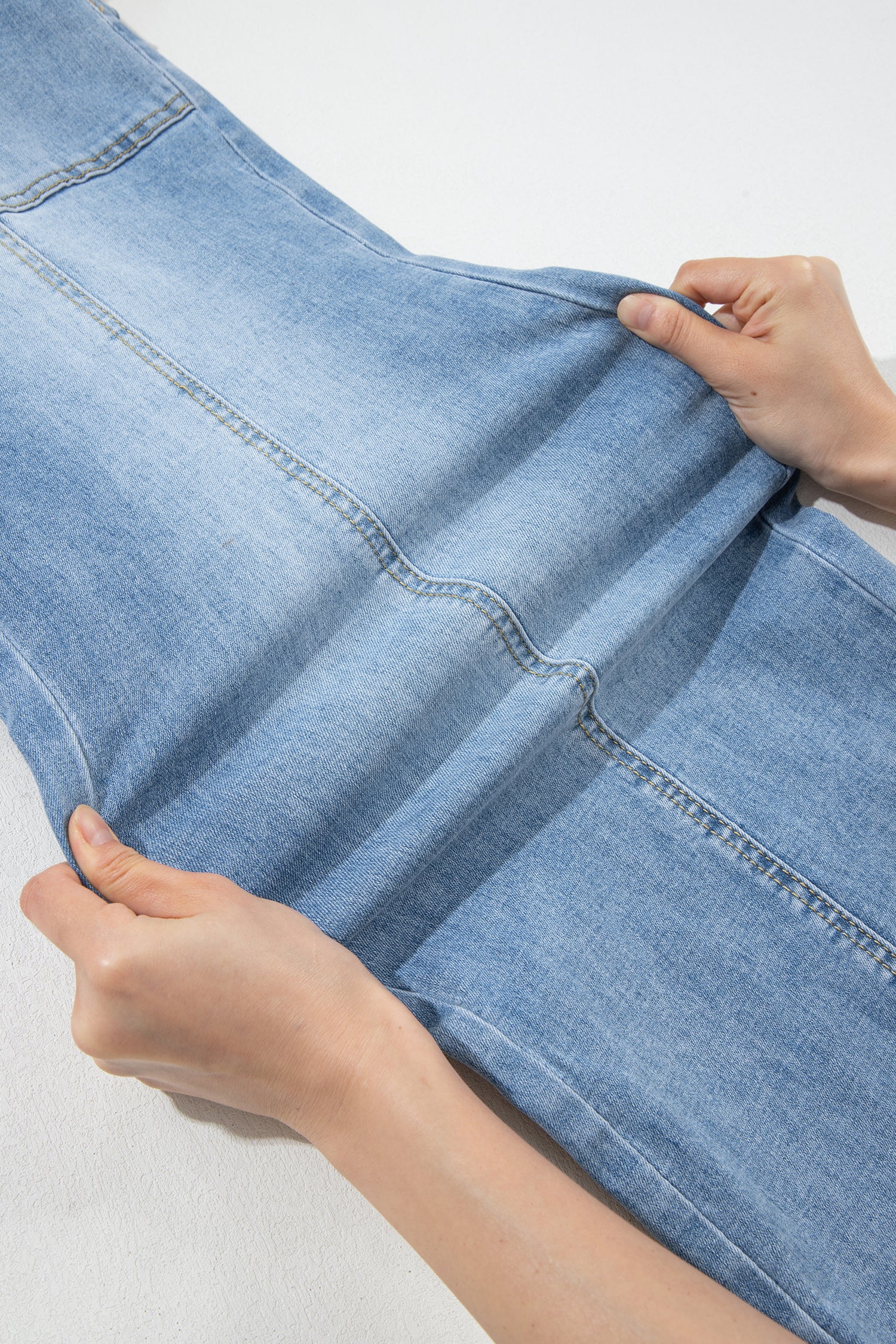 Beau Blue Drawstring Waist Wide Leg Ankle Length Jeans-Bottoms/Jeans-[Adult]-[Female]-2022 Online Blue Zone Planet