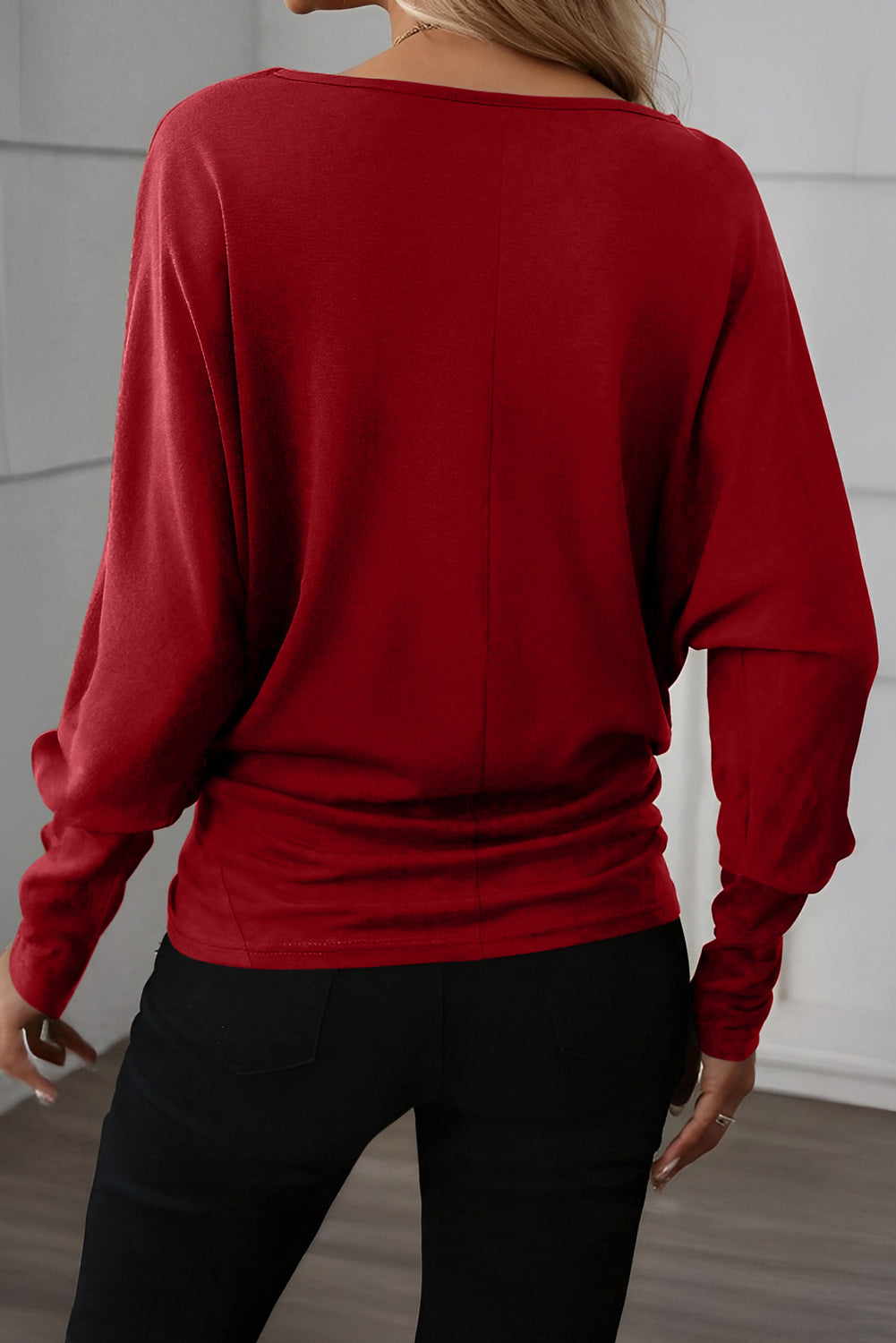 Red Dahlia Solid Color Extended Cuffs Long Sleeve Top-Tops/Long Sleeve Tops-[Adult]-[Female]-2022 Online Blue Zone Planet