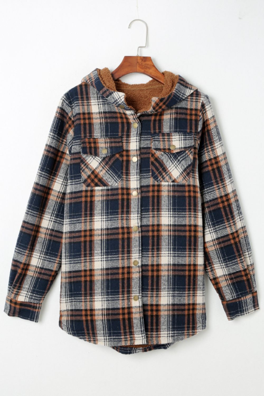 Blue Zone Planet | Plaid Button Up Long Sleeve Hooded Jacket-TOPS / DRESSES-[Adult]-[Female]-2022 Online Blue Zone Planet