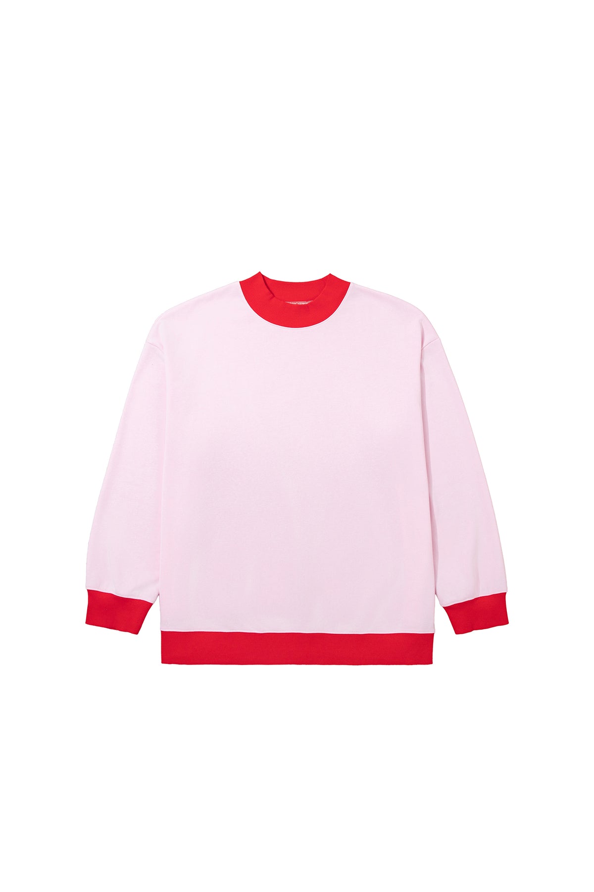 Pink Color Block Contrast Trim Plus Size Sweatshirt-Plus Size/Plus Size Sweatshirts & Hoodies-[Adult]-[Female]-2022 Online Blue Zone Planet