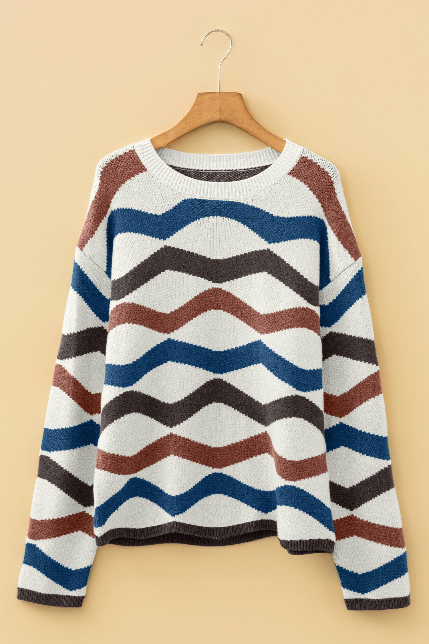 Multicolour Retro Wave Print Western Sweater-TOPS / DRESSES-[Adult]-[Female]-2022 Online Blue Zone Planet