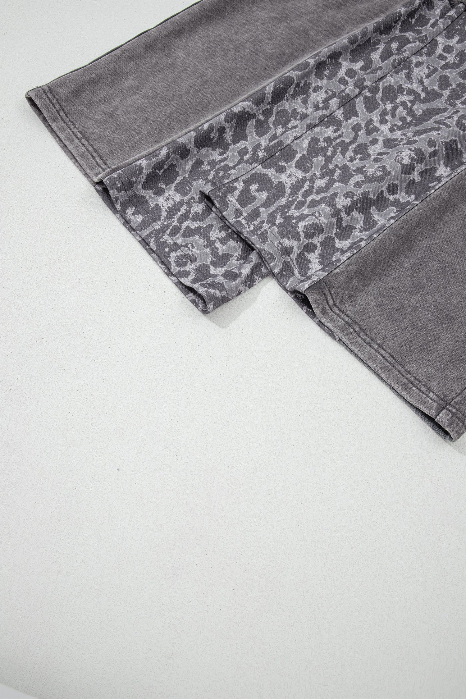 Dark Grey Mineral Wash Leopard Patchwork Loose Pants-Bottoms/Pants & Culotte-[Adult]-[Female]-2022 Online Blue Zone Planet