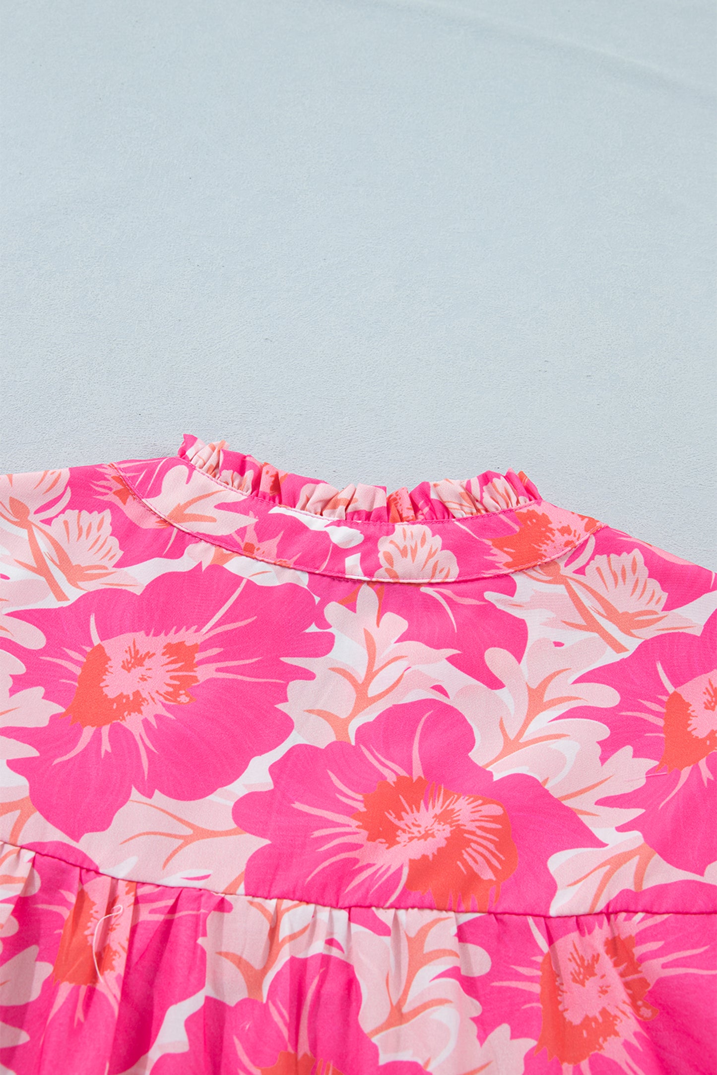 Pink Short Bubble Sleeve Summer Floral Blouse-Tops/Blouses & Shirts-[Adult]-[Female]-2022 Online Blue Zone Planet