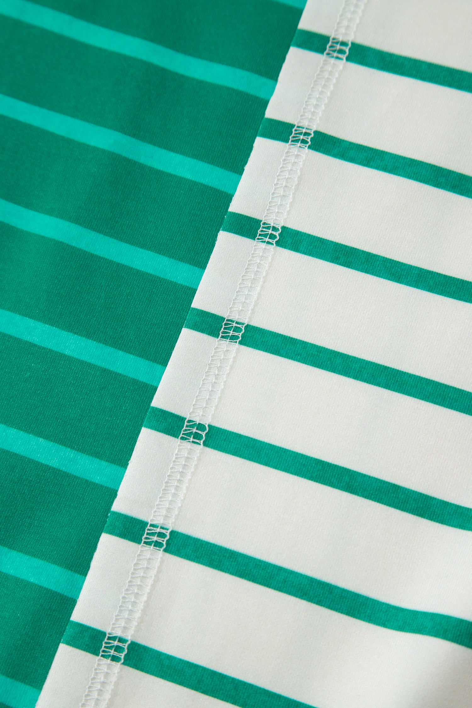 Green Stripe Colorblock 3/4 Sleeve Loose T Shirt-Tops/Tops & Tees-[Adult]-[Female]-2022 Online Blue Zone Planet