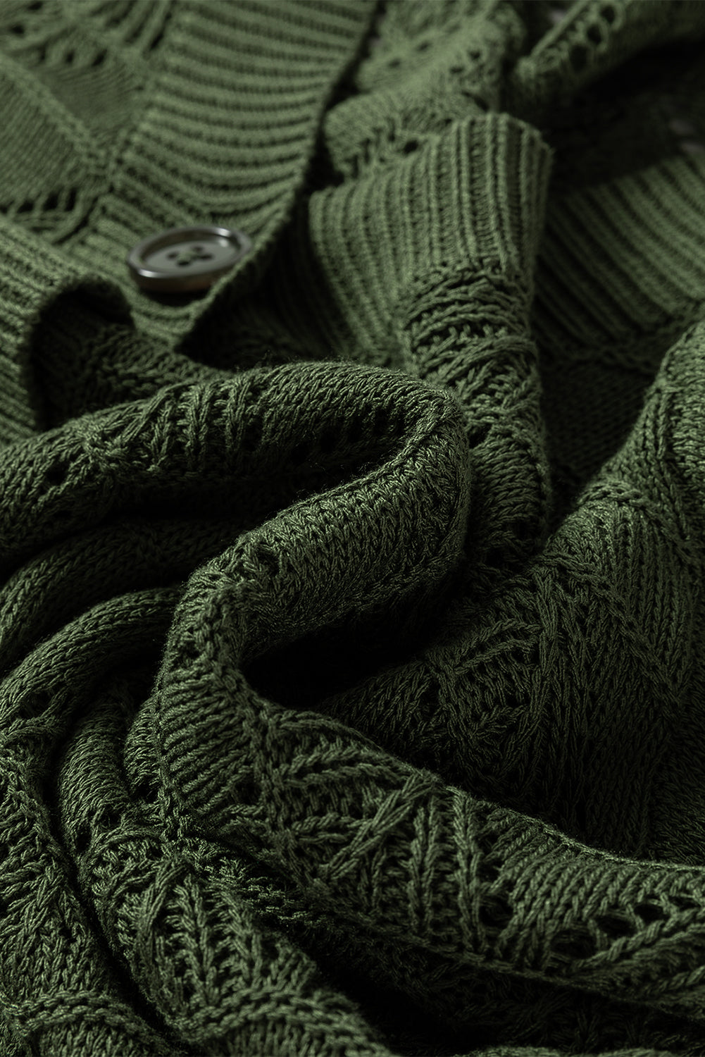 Green Lightweight Buttoned Front Crochet Cardigan-TOPS / DRESSES-[Adult]-[Female]-2022 Online Blue Zone Planet