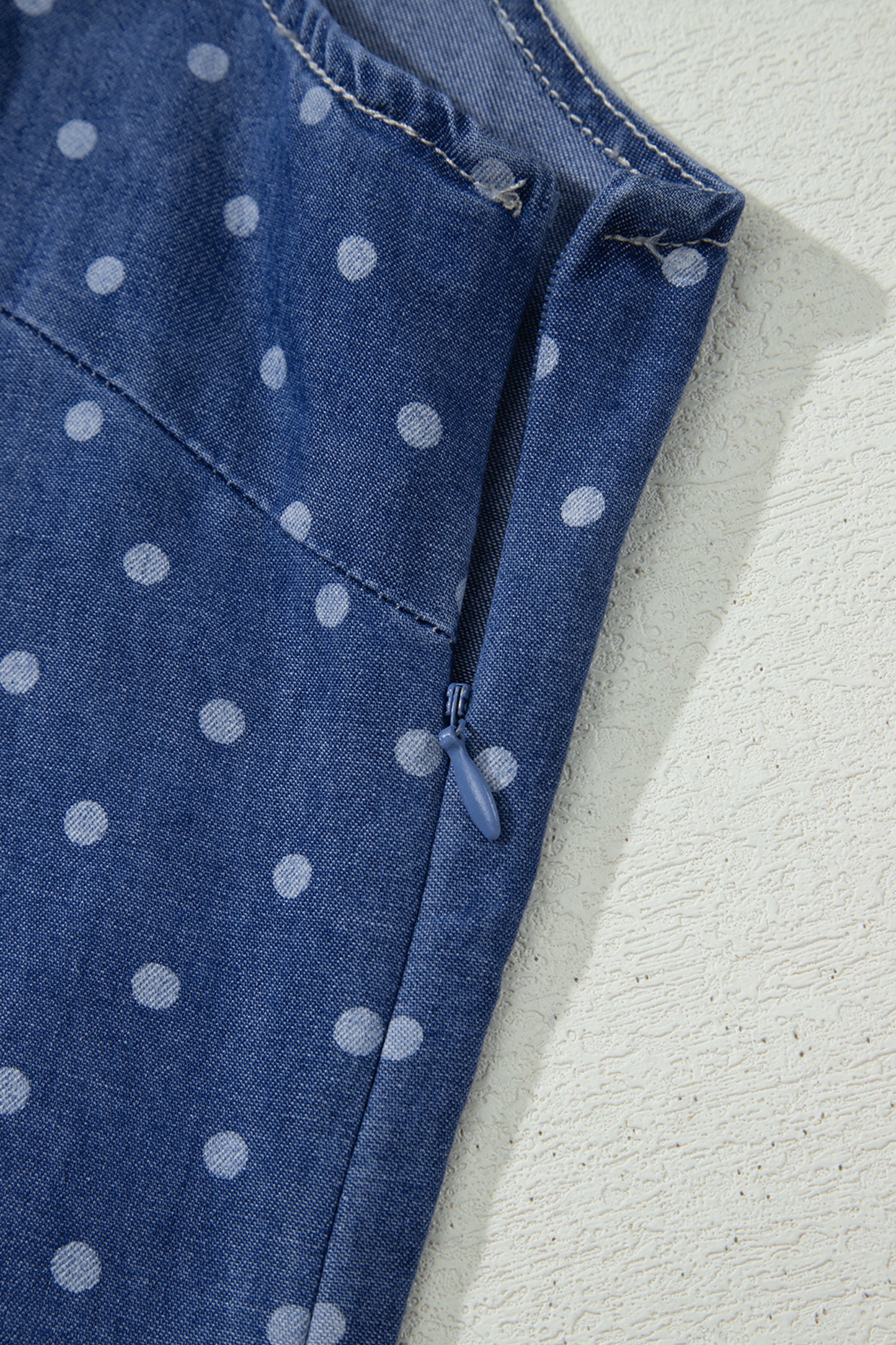 Blue Polka Dot Ruffle Hem Sleeveless Shift Dress Mini Vacation Wholesale-TOPS / DRESSES-[Adult]-[Female]-2022 Online Blue Zone Planet