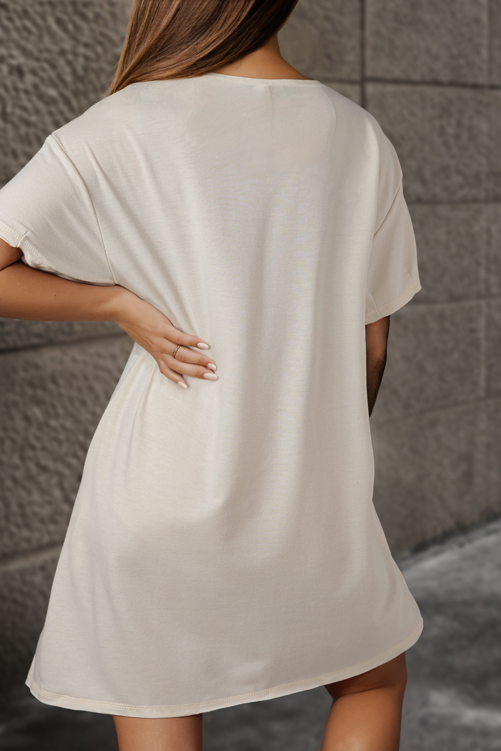 Blue Zone Planet | White Floral Peace Sign Graphic T Shirt Dress-TOPS / DRESSES-[Adult]-[Female]-2022 Online Blue Zone Planet