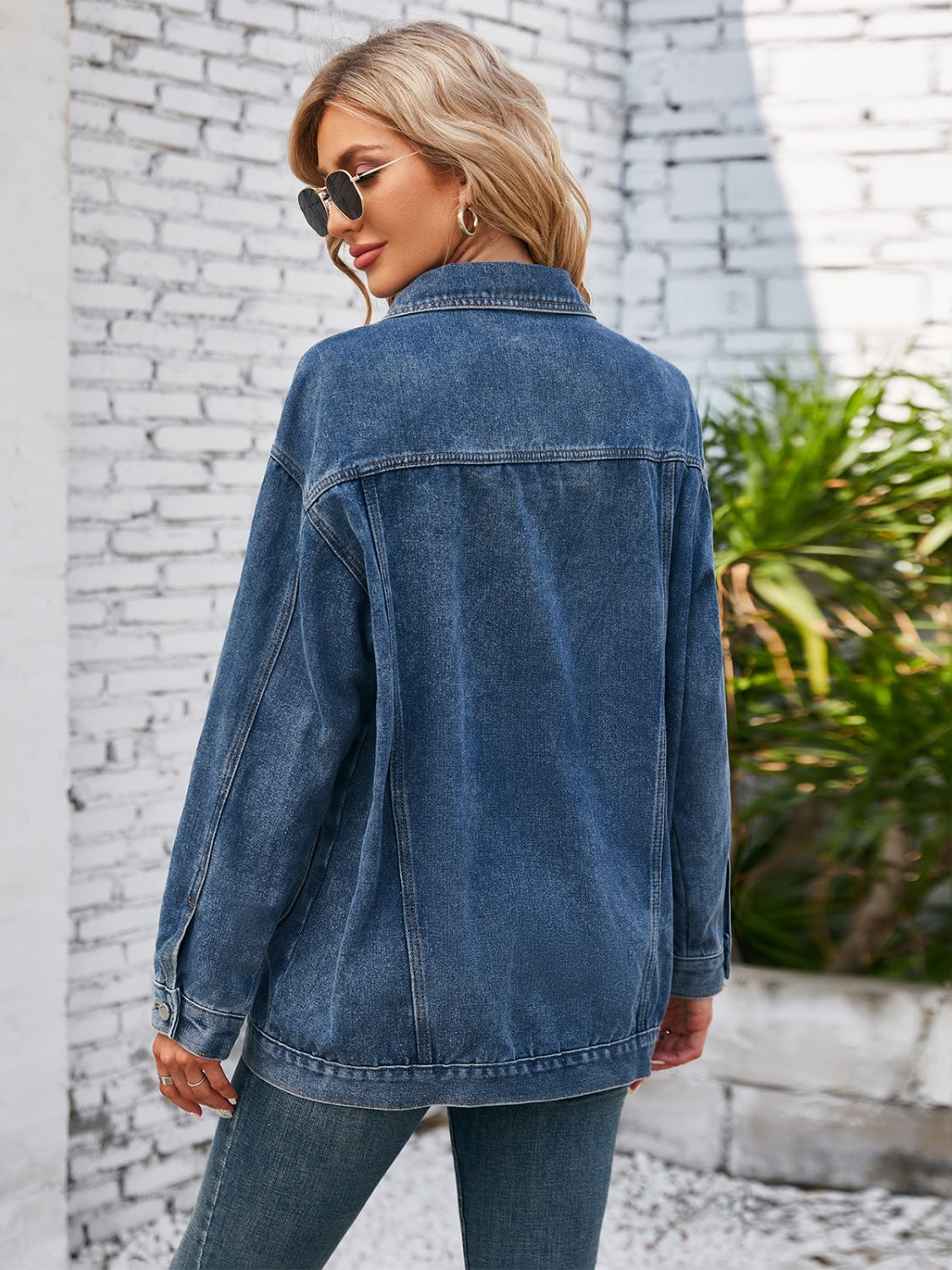 Button Up Long Sleeve Denim Jacket-TOPS / DRESSES-[Adult]-[Female]-2022 Online Blue Zone Planet