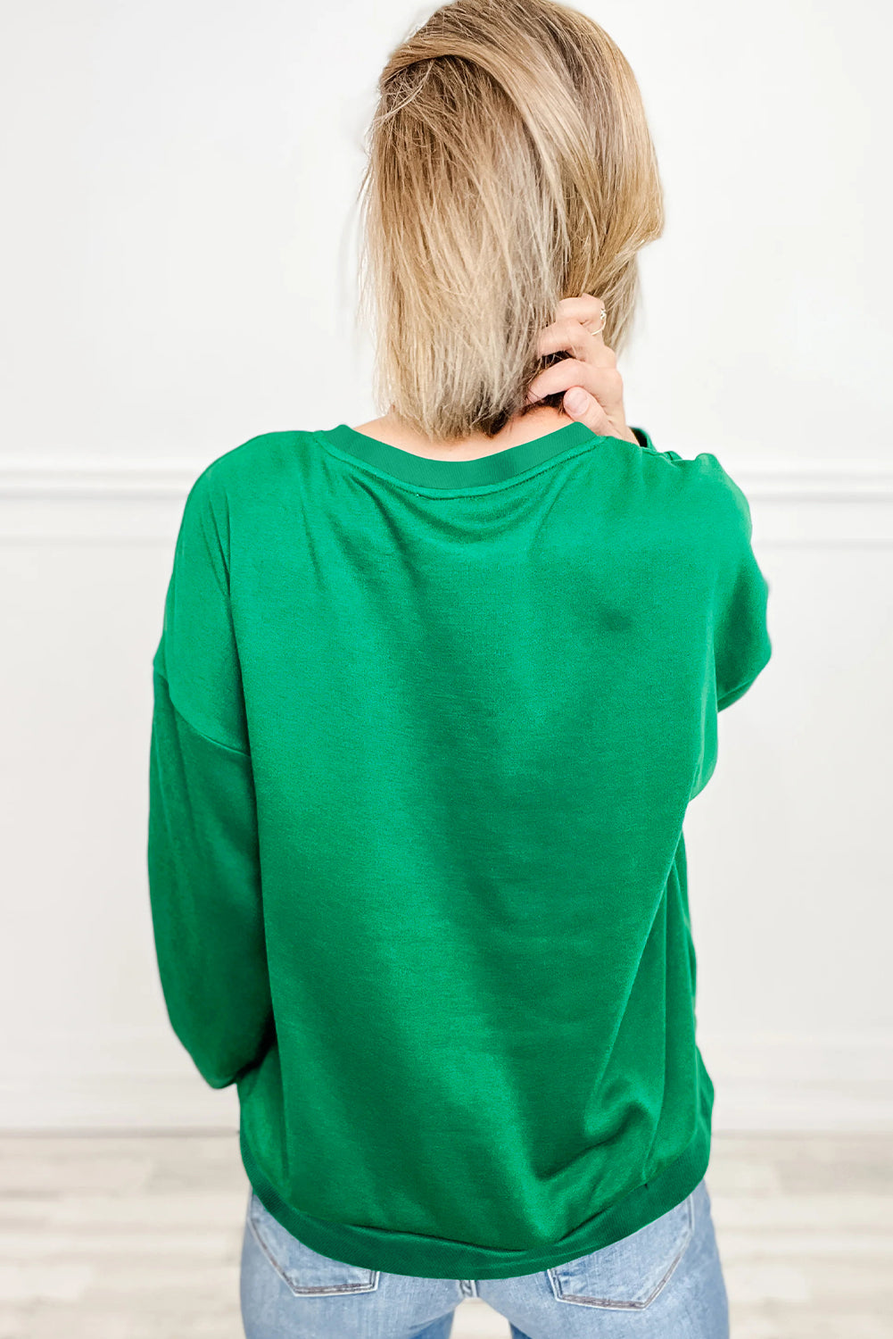 Sea Green Plaid MERRY Christmas Vacation Sweatshirt-Tops/Sweatshirts & Hoodies-[Adult]-[Female]-2022 Online Blue Zone Planet