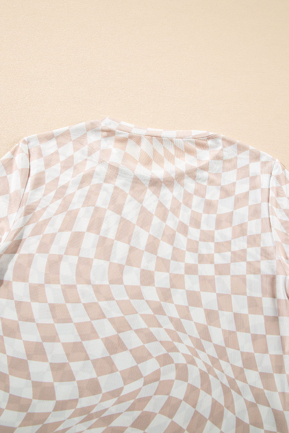 Blue Zone Planet | Rose Checkered Pattern Mesh Mock Neck Long Sleeve Top-Tops/Long Sleeve Tops-[Adult]-[Female]-2022 Online Blue Zone Planet