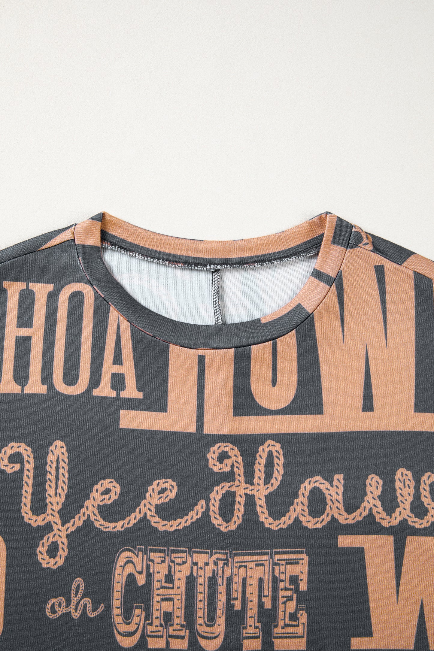 Dark Grey Howdy Cowboy Letter Printed Western Fashion Tee-Tops/Tops & Tees-[Adult]-[Female]-2022 Online Blue Zone Planet