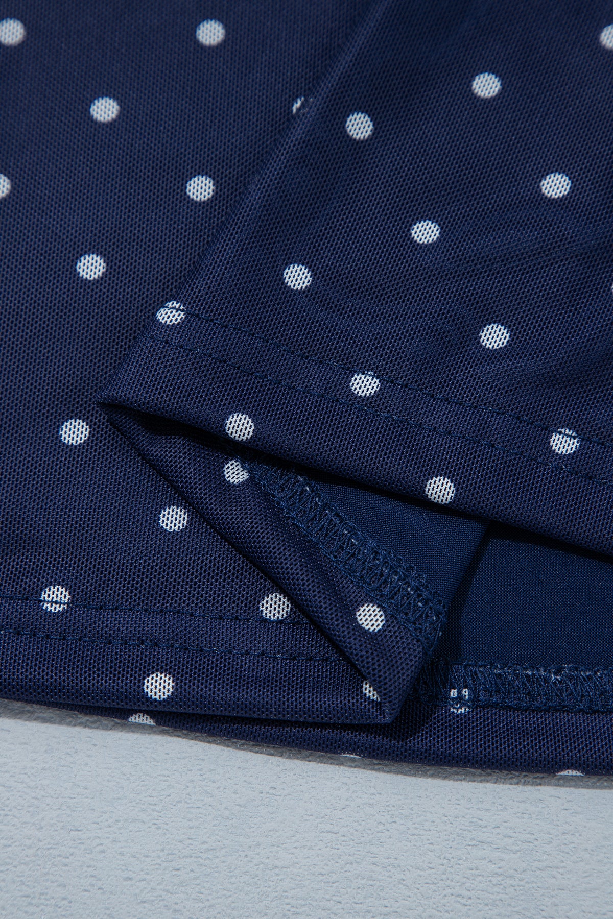 Blue Off Shoulder Polka Dot Mesh Long Sleeve Sheath Top-Tops/Long Sleeve Tops-[Adult]-[Female]-2022 Online Blue Zone Planet