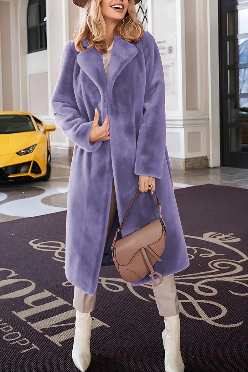 Blue Zone Planet | Full Size Fuzzy Tied Collared Neck Coat-TOPS / DRESSES-[Adult]-[Female]-2022 Online Blue Zone Planet