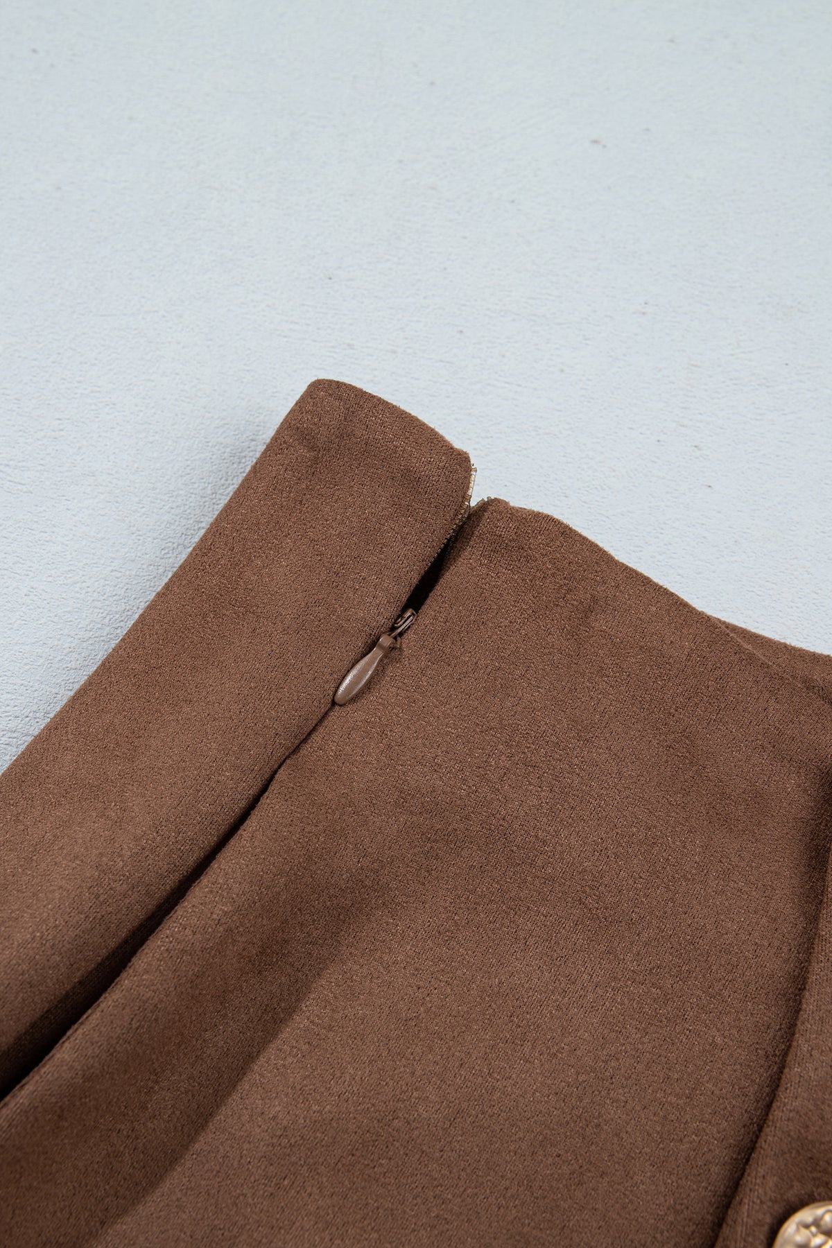 Dark Khaki Gold Button Asymmetric Wrapped Detail Mini Skirt-Bottoms/Skirts & Petticoat-[Adult]-[Female]-2022 Online Blue Zone Planet