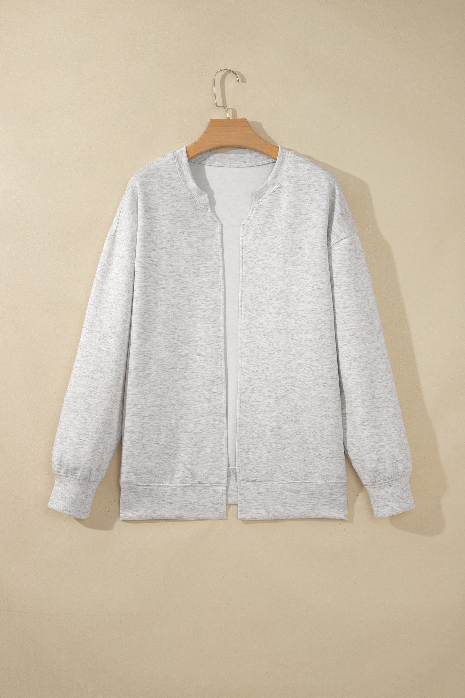 Light Grey Solid Color Zip Front Jacket Style Sweatshirt-Tops/Sweatshirts & Hoodies-[Adult]-[Female]-2022 Online Blue Zone Planet